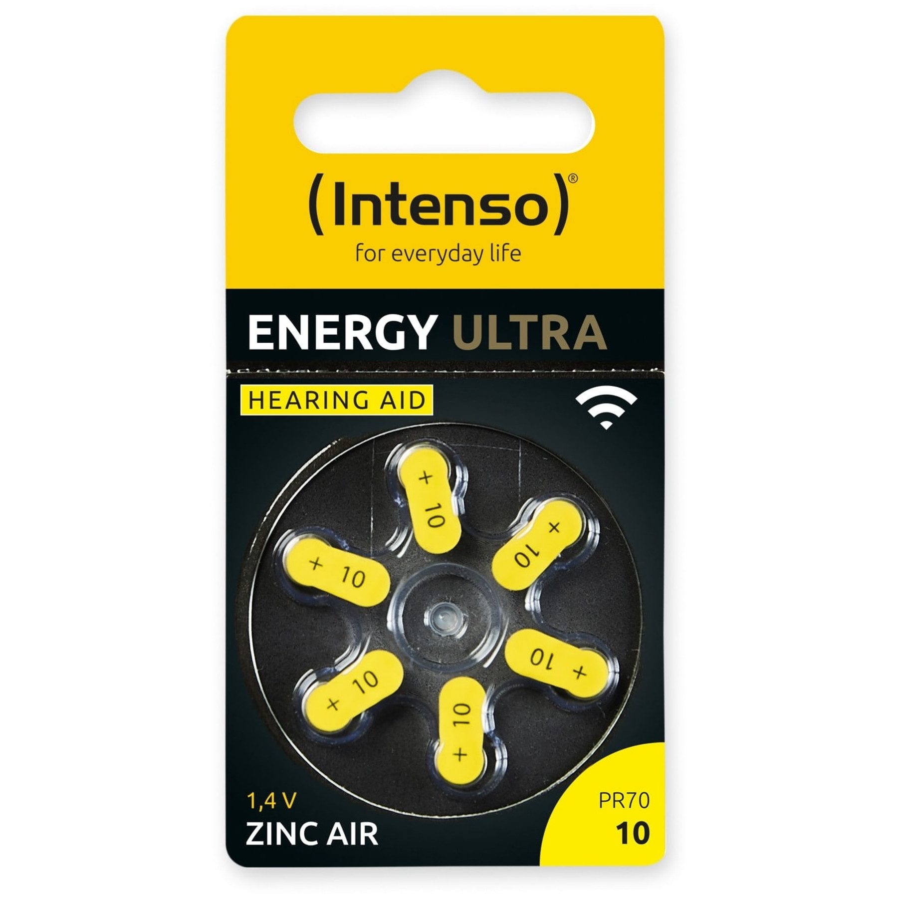 Intenso INTENSO Hörgeräte-Batterie Engery Ultra A 10, 6 Stück, gelb Knopfzelle