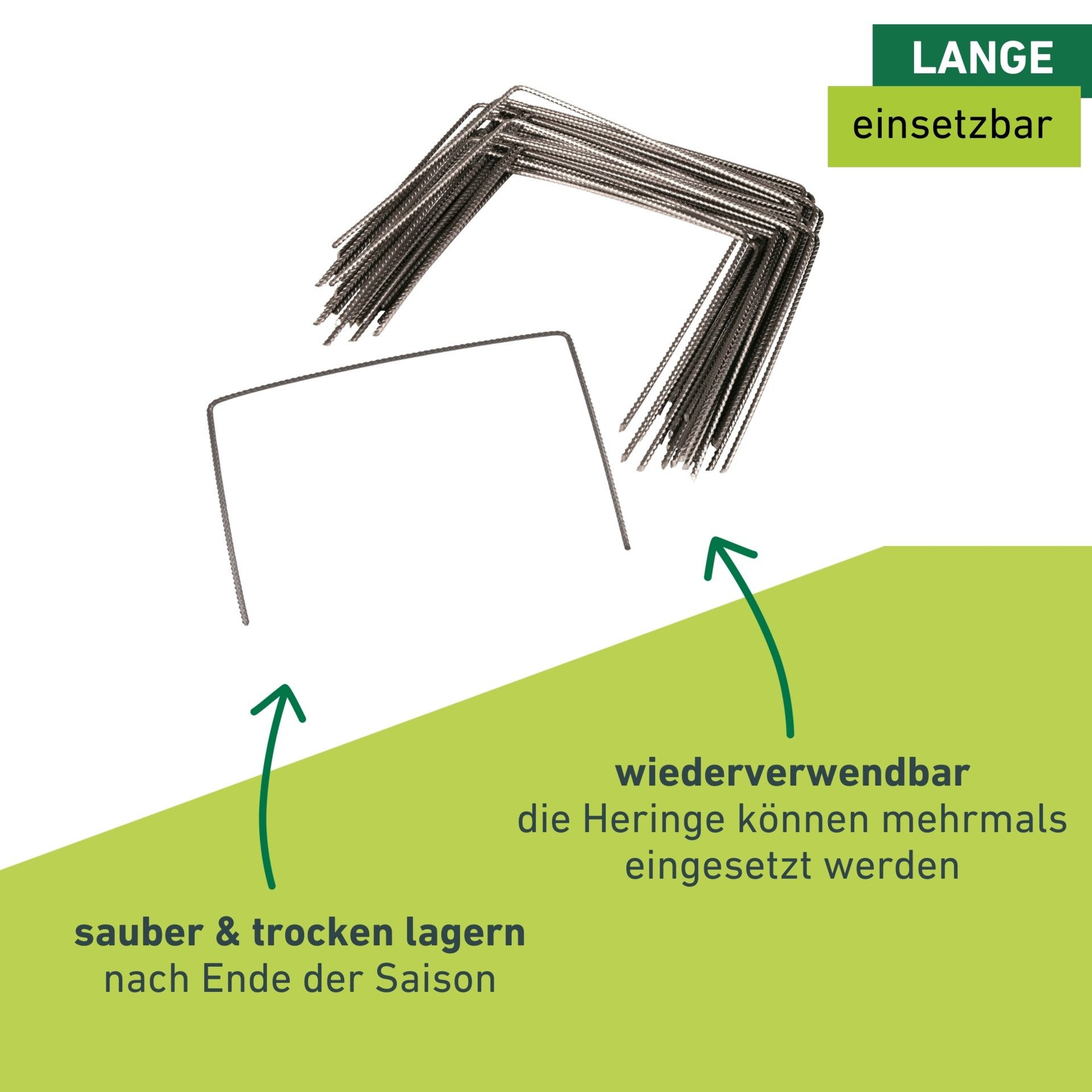 Windhager Bodenanker Befestigungshering gerippt aus Metall, wiederverwendbar 100 Stk., (Packung, 100-St), Bodenanker für Folien und Vlies, 20 x 25 cm, Ø 4 mm, verzinkt