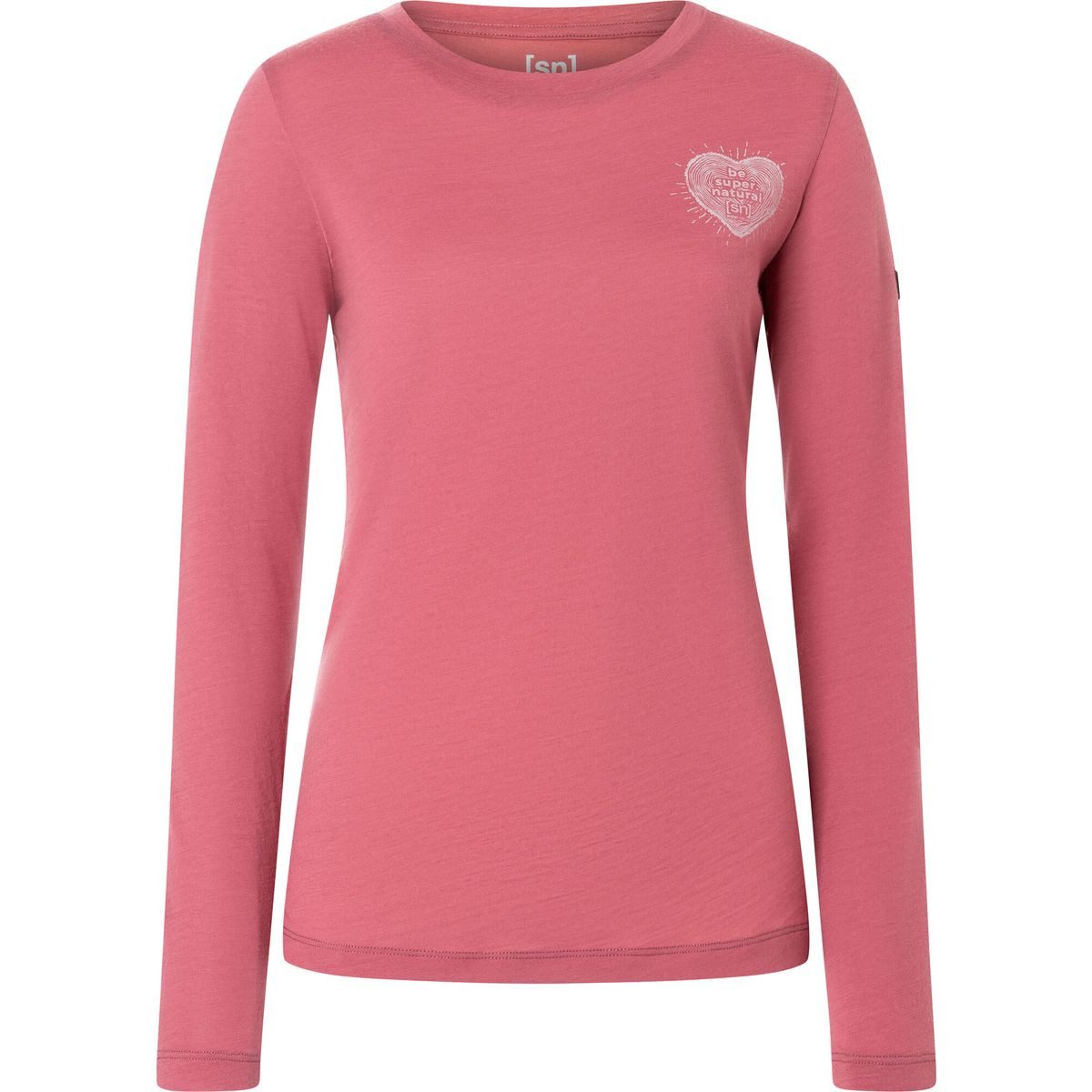 SUPER.NATURAL Longsleeve W Little Heartwood LS Leichtes Damen-Longsleeve mit Herzprint, schnelltrocknend