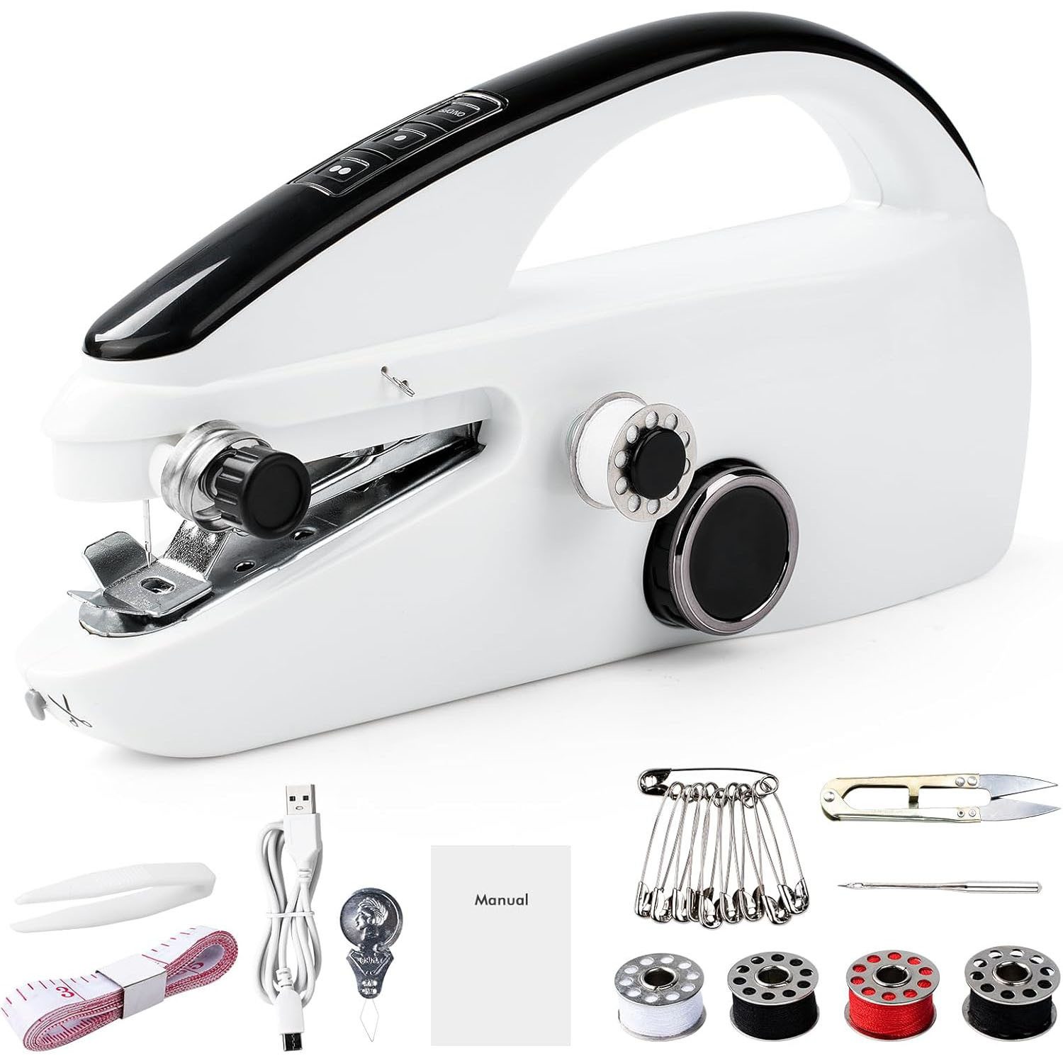 Comfy Mate Nähmaschine Handnähmaschine Elektrisch Nähmaschine Schnelle Nähen mit Unterfaden, mit Nähzubehör für Anfänger und Schnell Zu Nähen Geeignet