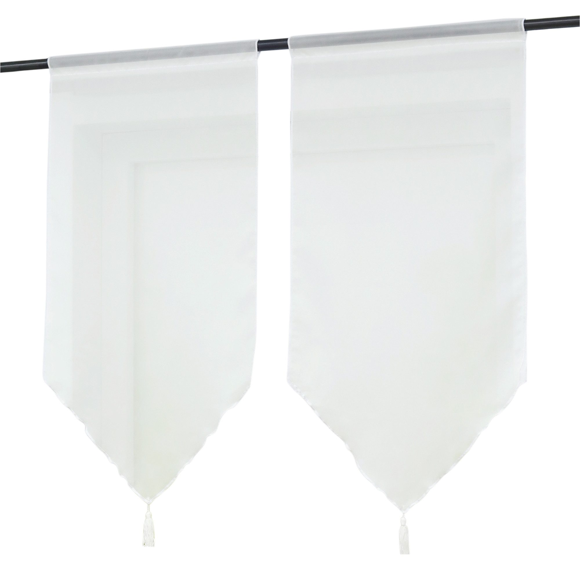 Delien Scheibengardine Uni (2 St), Stangendurchzug, Voile mit Quaste günstig online kaufen