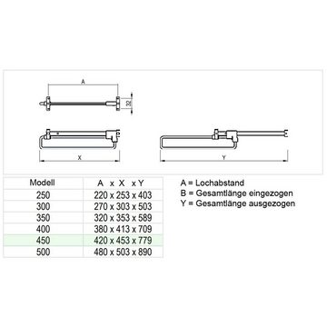 BigDean Kleiderstange ausziehbar 45cm Kleiderbügelhalter Stahl Kleiderauszug Kleiderschrank