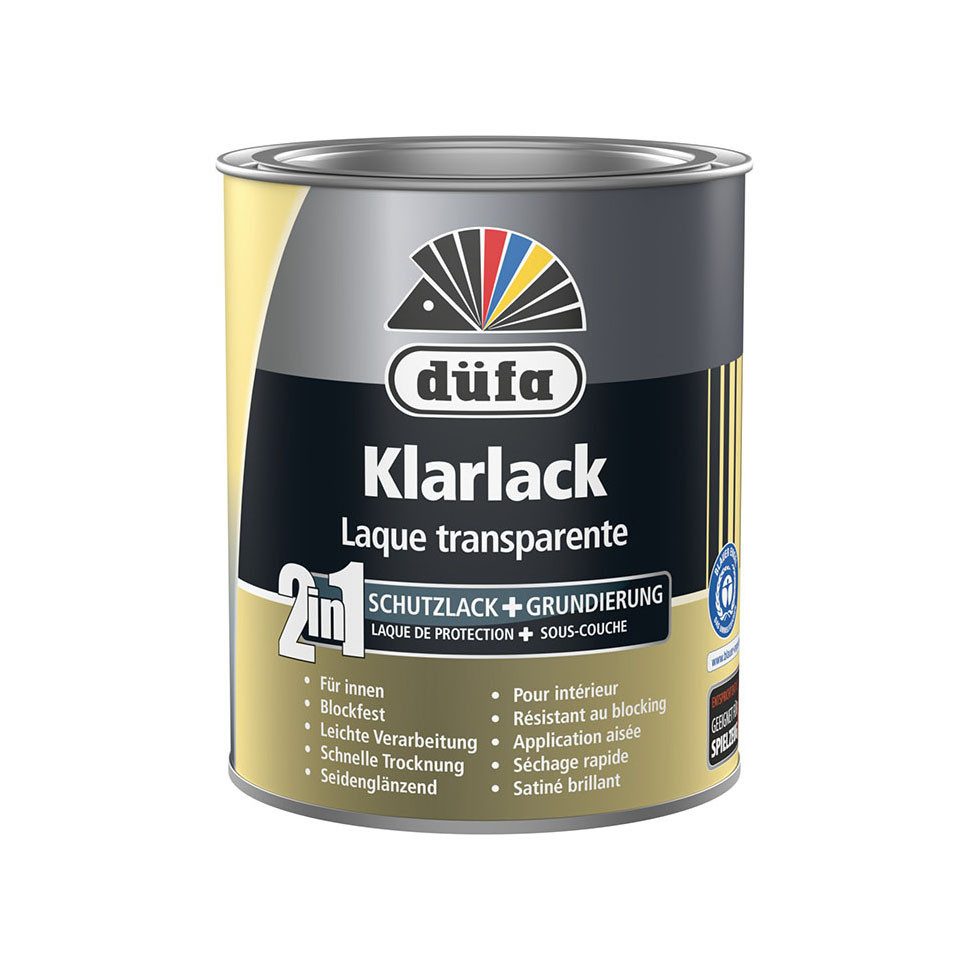 düfa Klarlack 2in1 Schutzlack + Grundierung seidenglänzend 750 ml Lack, geeignet
