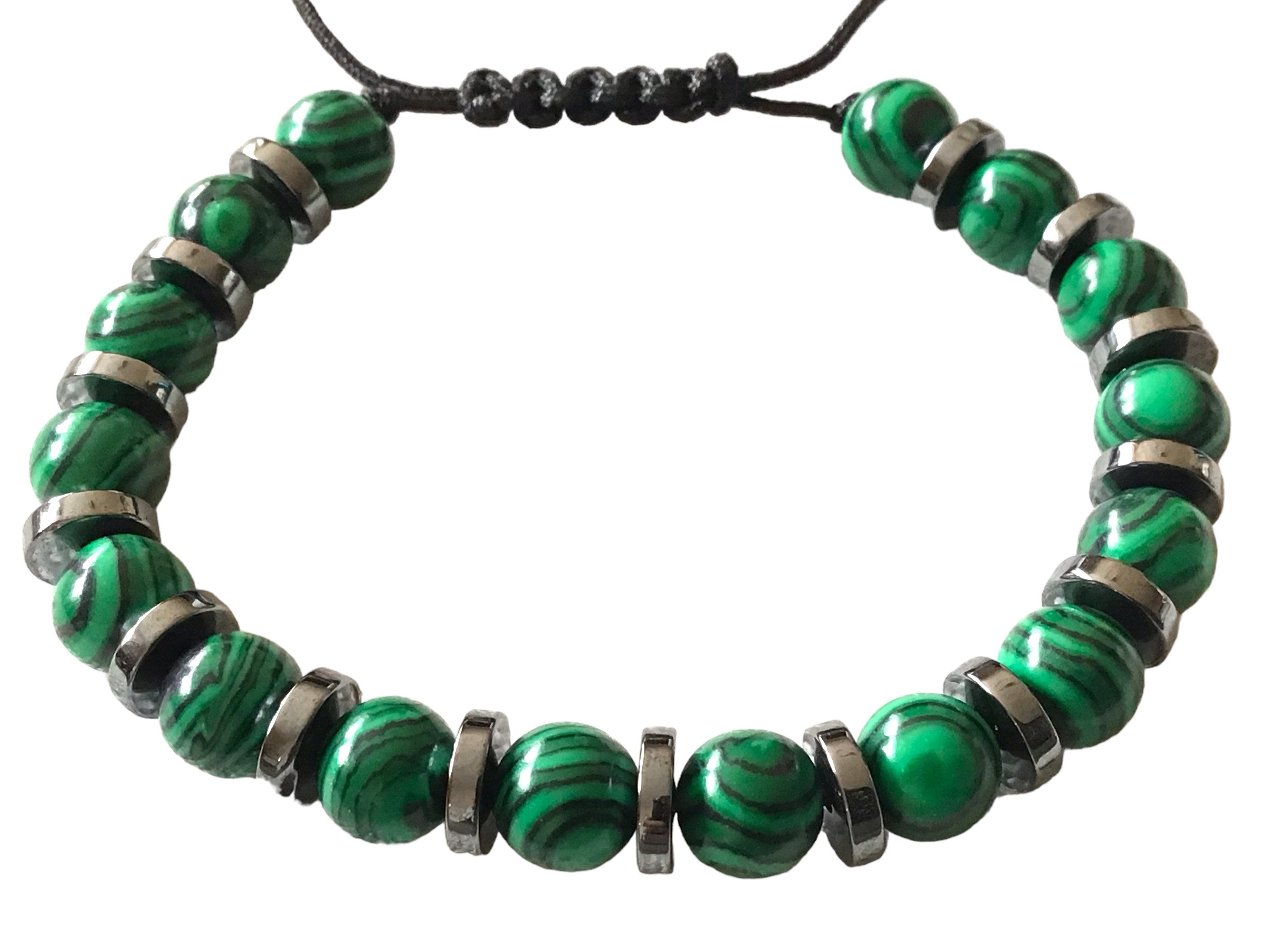 Steinfixx® Perlenarmband 6mm Hämatit-Malachitglas - Stein des Blutes - Bras günstig online kaufen