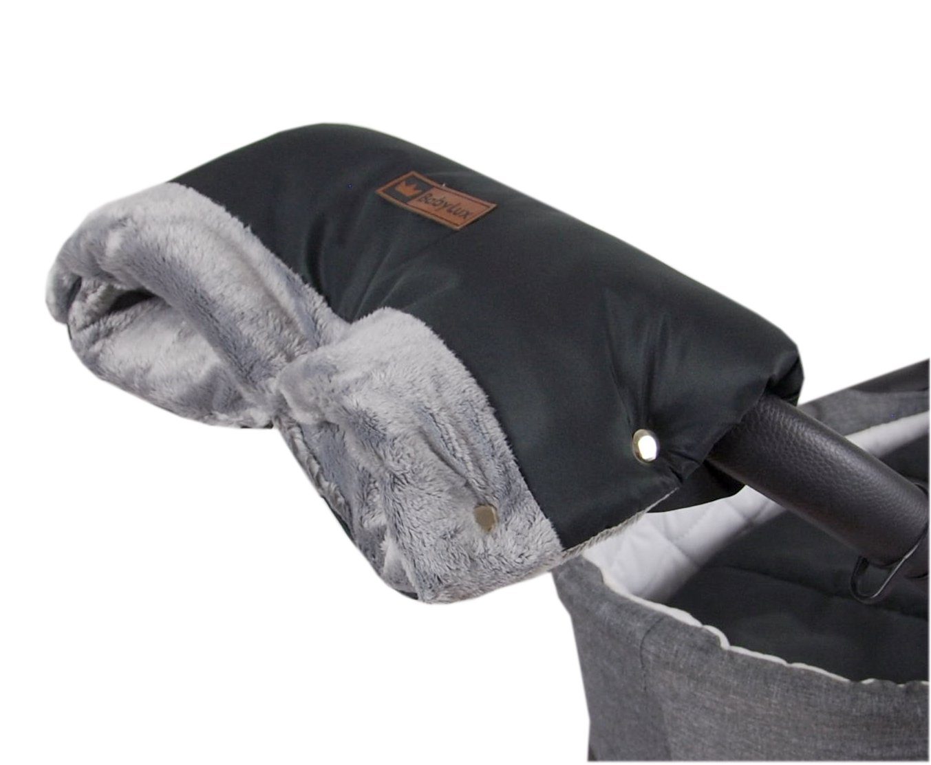 BabyLux Handmuffe BABYLUX Handmuff für Kinderwagen Handwärmer mit Kunstfell Handschuhe, MD4 Grau