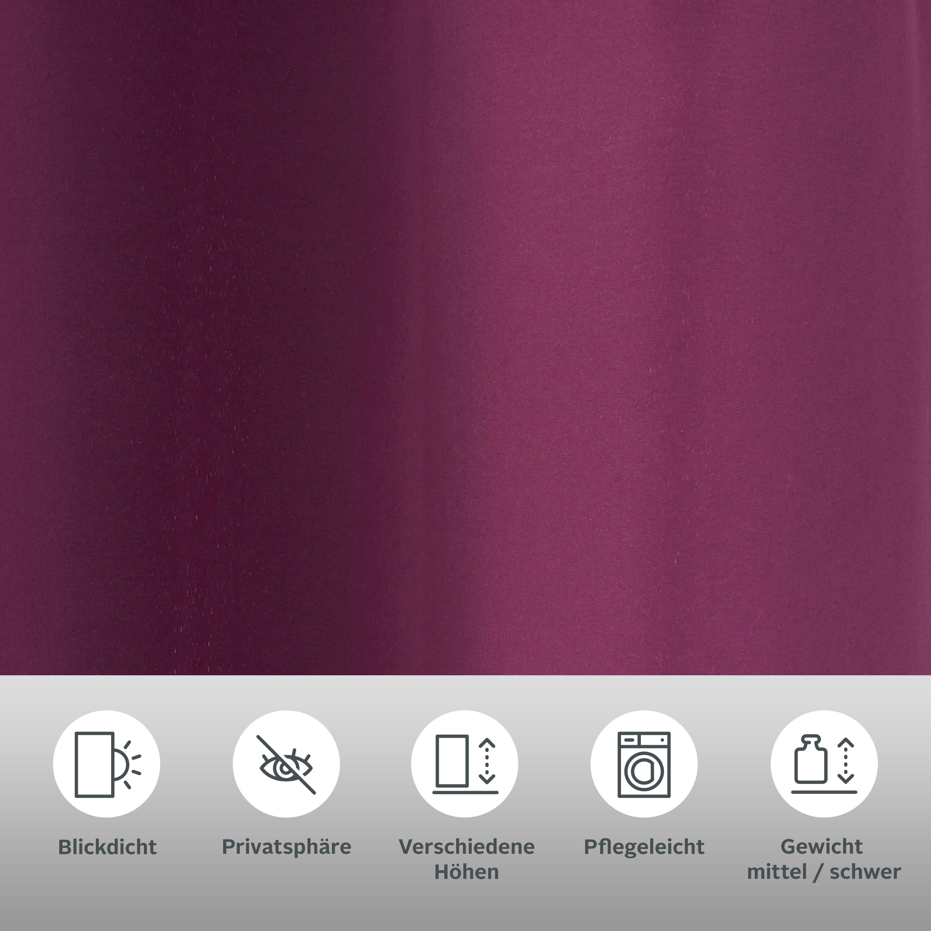 OTTO home Vorhang Raja (2 St), Ösen, blickdicht, Polyester, Blickdichtes Material, Einfache Montage, Pflegeleicht, Ösen, 2 er Pack