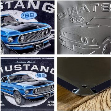 Nostalgic-Art Metallschild Blechschild 30 x 40 cm - Ford - Ford Mustang Blue ´69