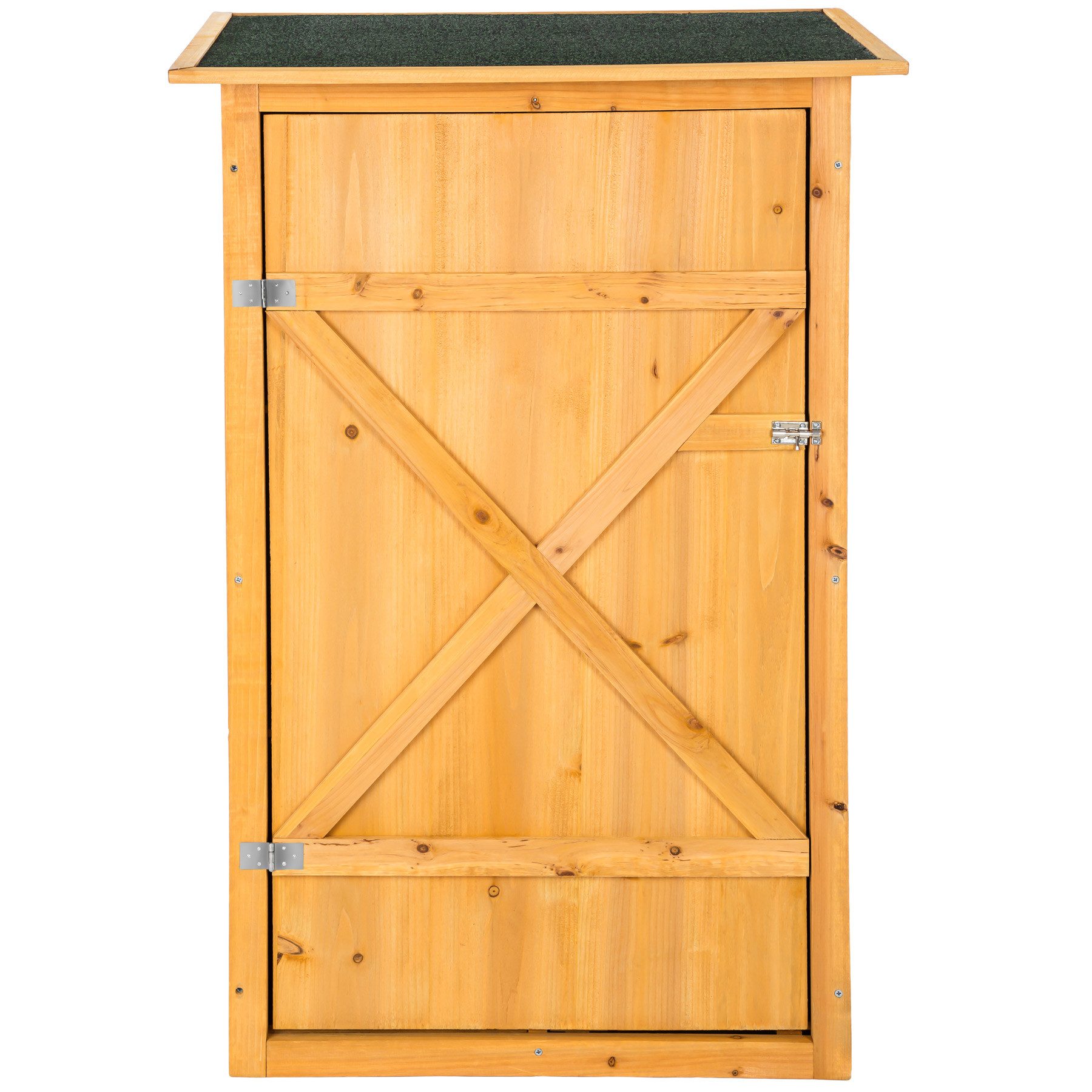 tectake Geräteschrank Gartenschrank, 75 x 56 x 118 cm, gefertigt aus imprägniertem (Terrassenschrank Taman, 1-St., in braun) Zwei Regalböden, Dachpappe aus Bitumen, mit Riegelverschluss