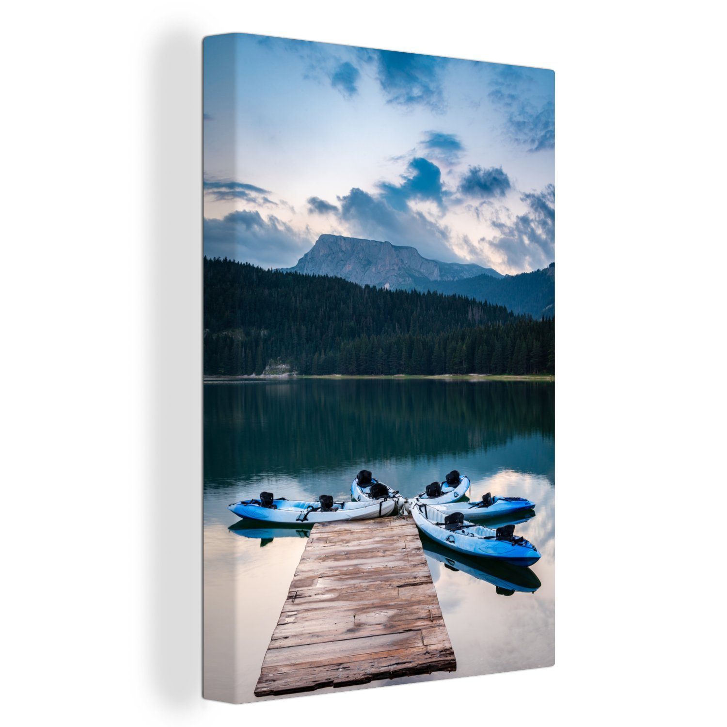 OneMillionCanvasses® Leinwandbild Kajakfahren auf dem Schwarzen See im montenegrinischen Nationalpark, (1 St), Leinwandbild fertig bespannt inkl. Zackenaufhänger, Gemälde, 20x30 cm