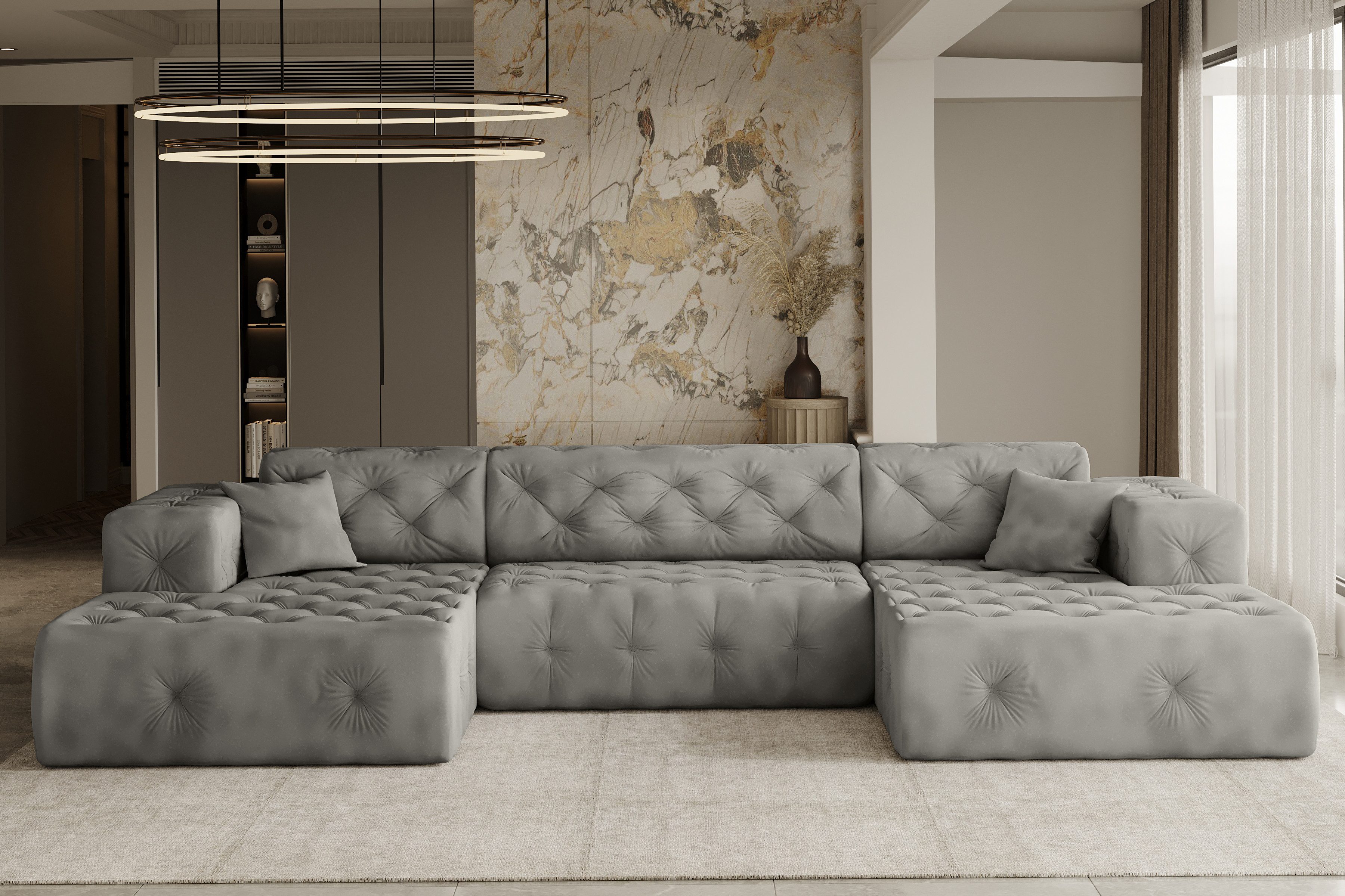 Kaiser Möbel Ecksofa LUX, stark gesteppte U-Form, weicher, eleganter Stoff Whisper, Große Auswahl an Farben für jede Einrichtung, modern und elegant