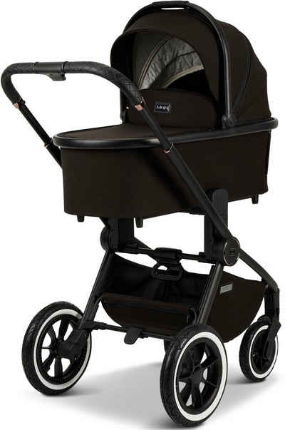 Moon Kombi-Kinderwagen Resea+, black/black matt, mit Luftreifen