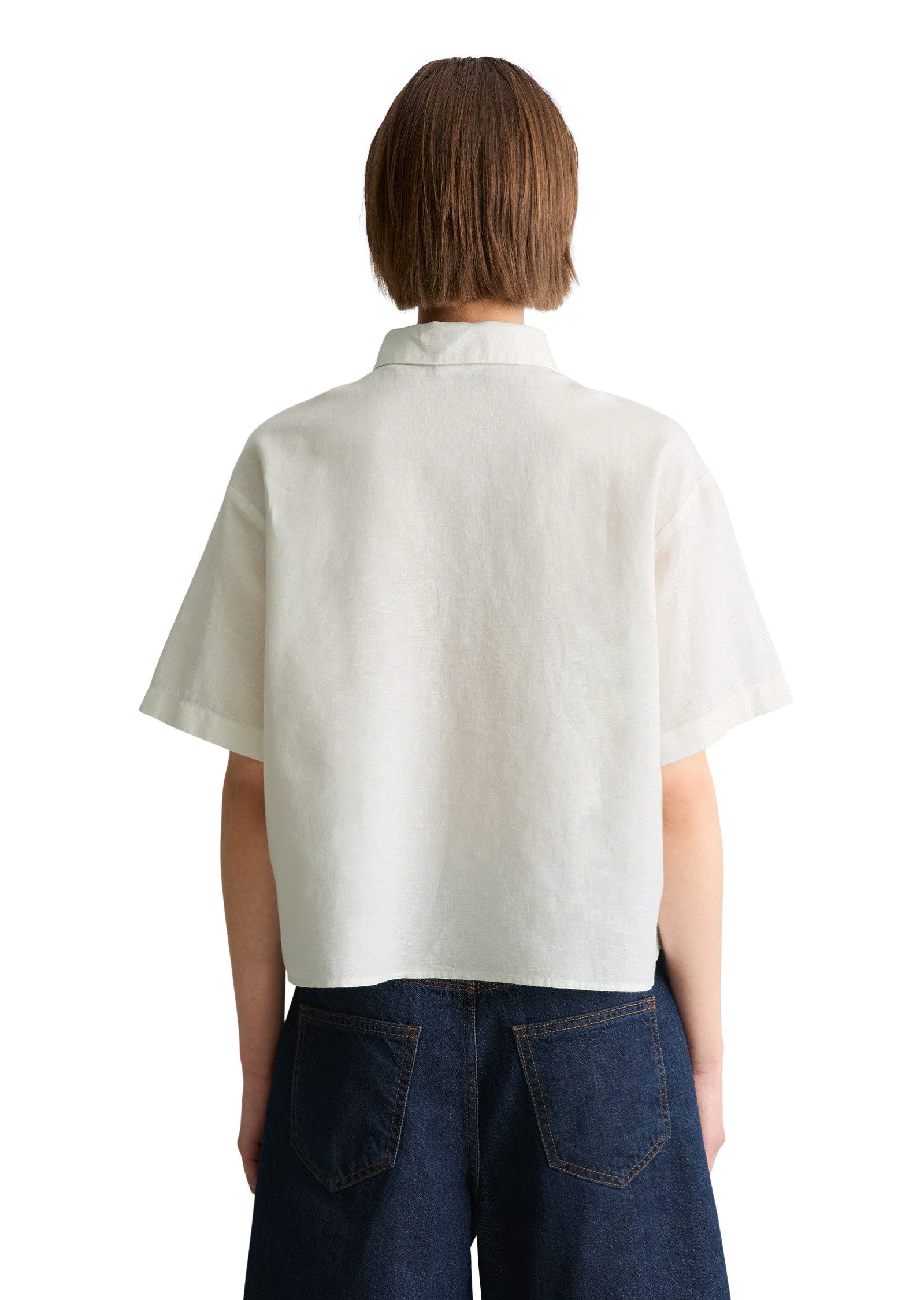 Marc O'Polo DENIM Kurzarmbluse aus Leinen-Baumwolle-Mix