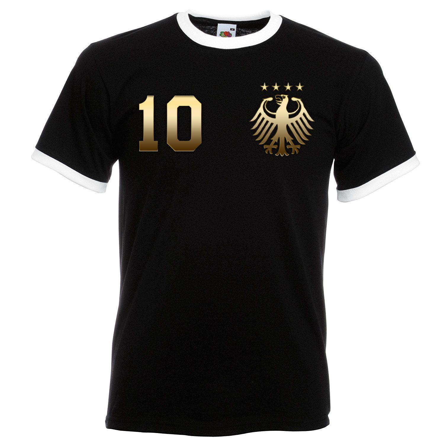 Youth Designz T-Shirt Deutschland Herren T-Shirt im Fußball Trikot Look mit trendigem Motiv Gold-Schwarz