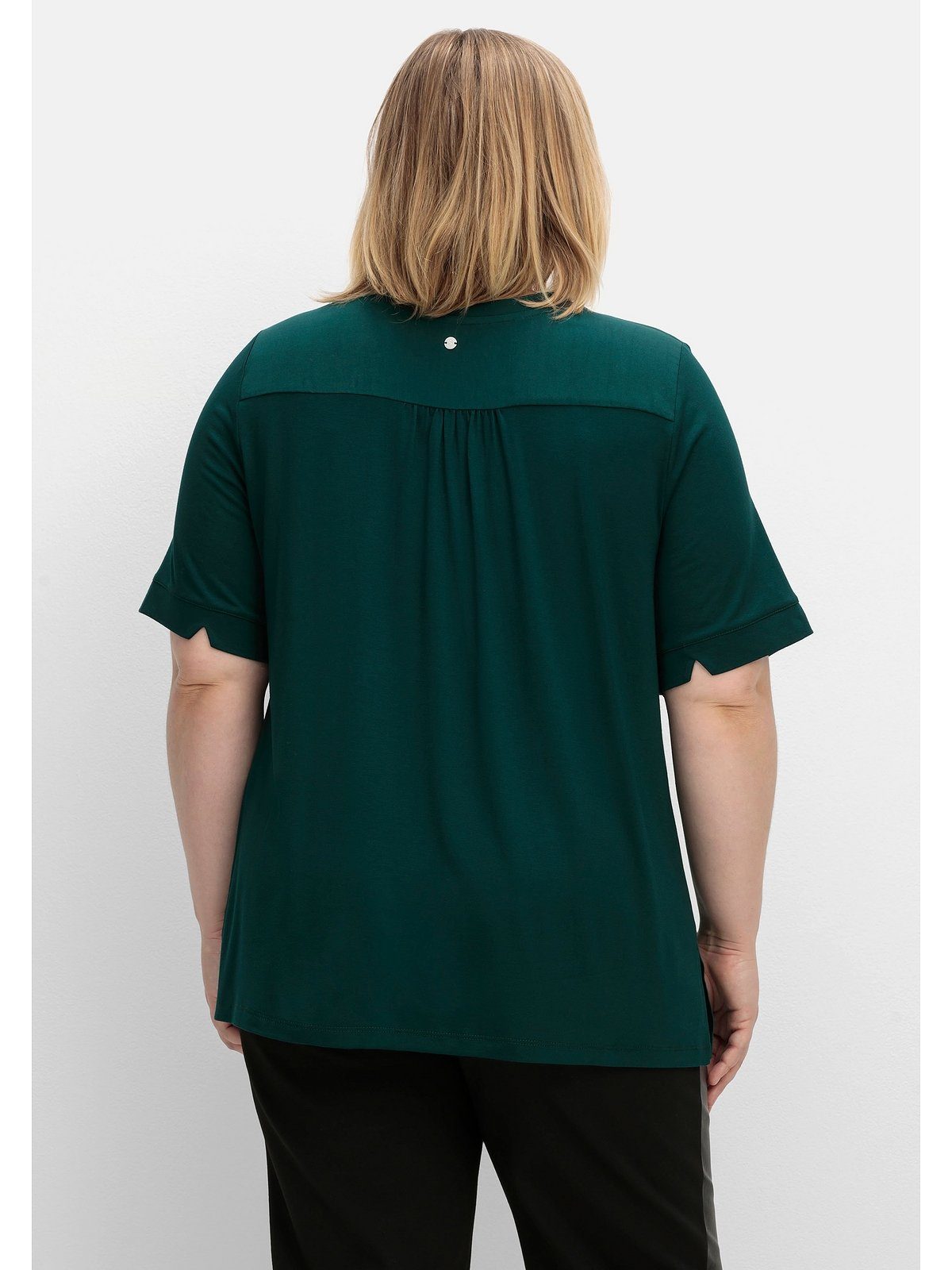Sheego T-Shirt Große Ausschnitt mit Größen im Bindeband Material-Mix, am