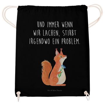 Mr. & Mrs. Panda Sporttasche Eichhörnchen Blume - Schwarz - Geschenk, Tiermotive, Motivation Bilde (1-tlg), Weiche Kordel
