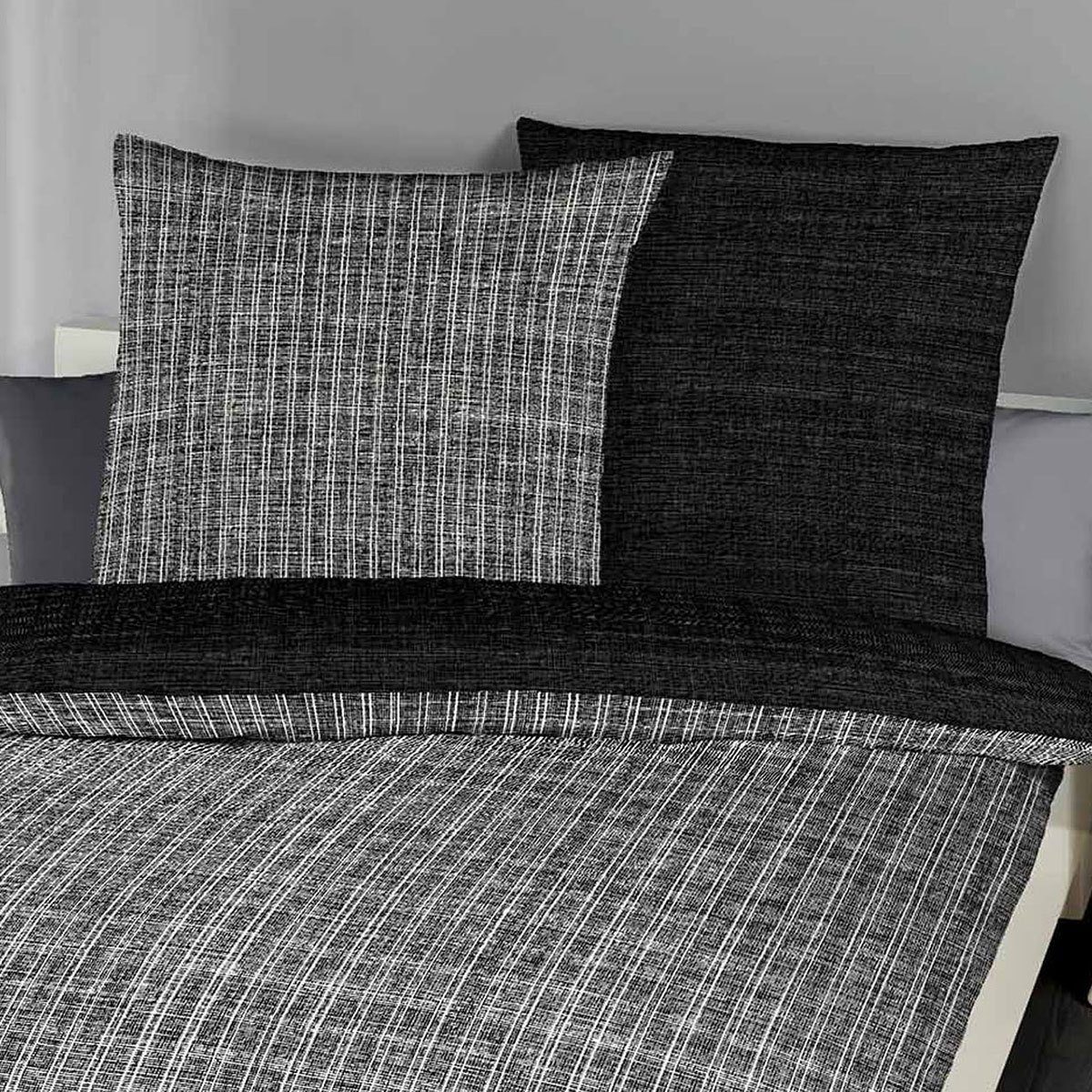 TRAUMSCHLAF Bettwäsche Zeitlos Winterblack, Biber, 2 teilig, kuschlig warme günstig online kaufen