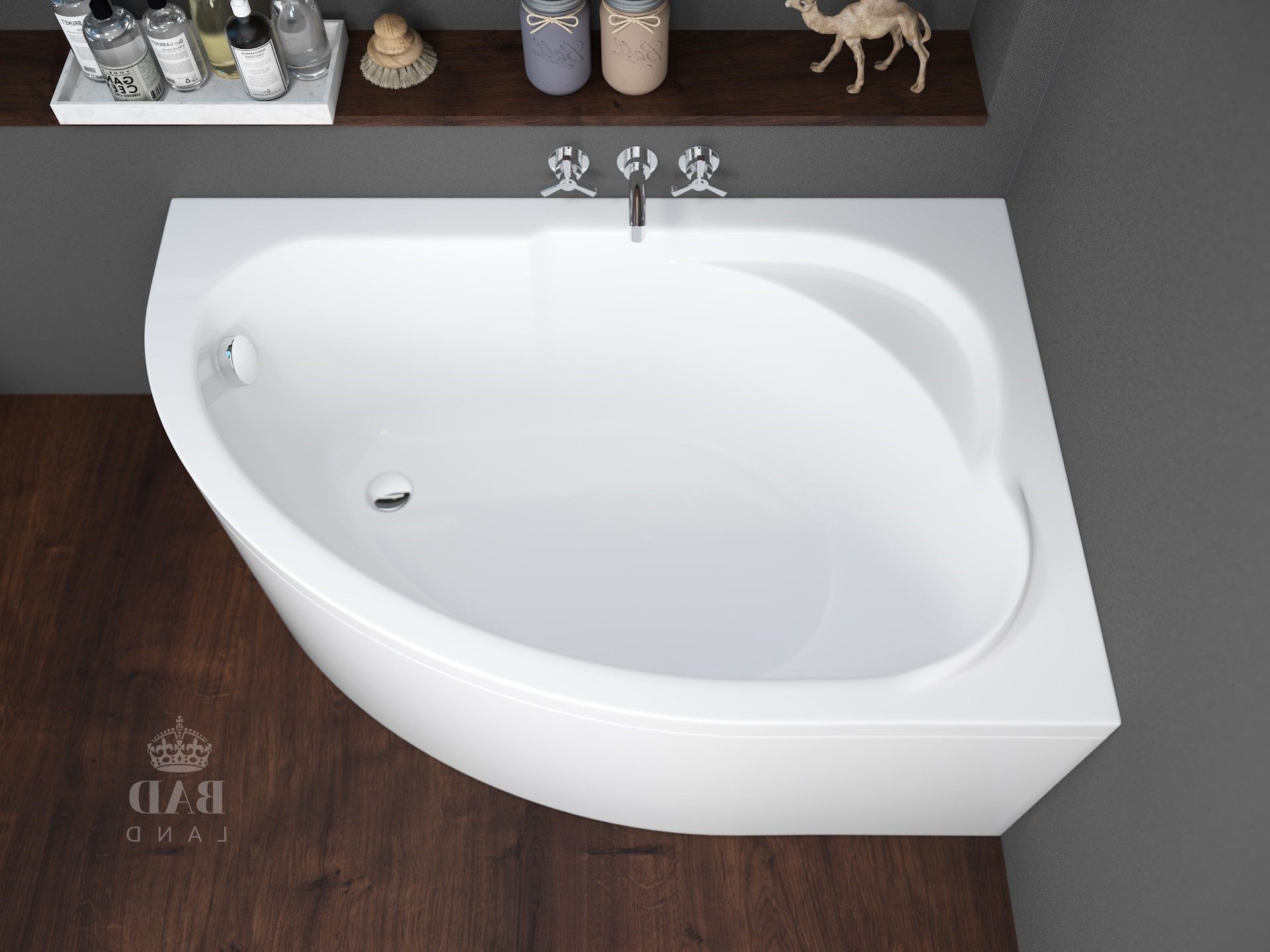 Thumbnail - KOLMAN Badewanne Eckbadewanne Standard 135x85, (Links/Rechts), Ablaufgarnitur & Füße GRATIS