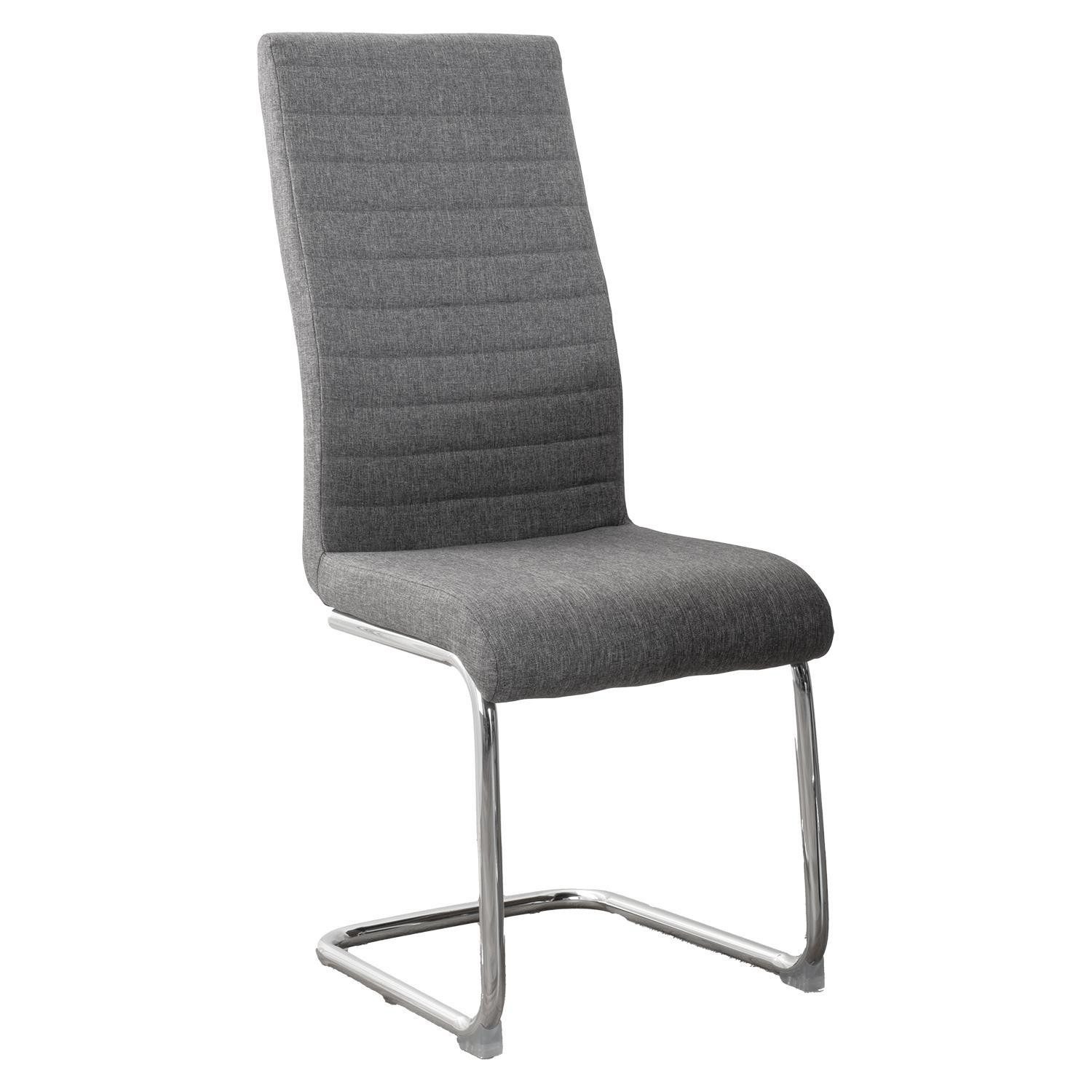 Freischwinger Schwingstuhl, Dunkelgrau, Webstoff, Metallgestell
