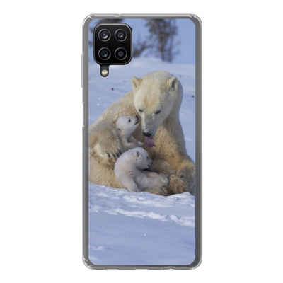 MuchoWow Handyhülle Eisbären - Schnee - Weiß, Handyhülle Samsung Galaxy A12, Smartphone-Bumper, Print, Handy
