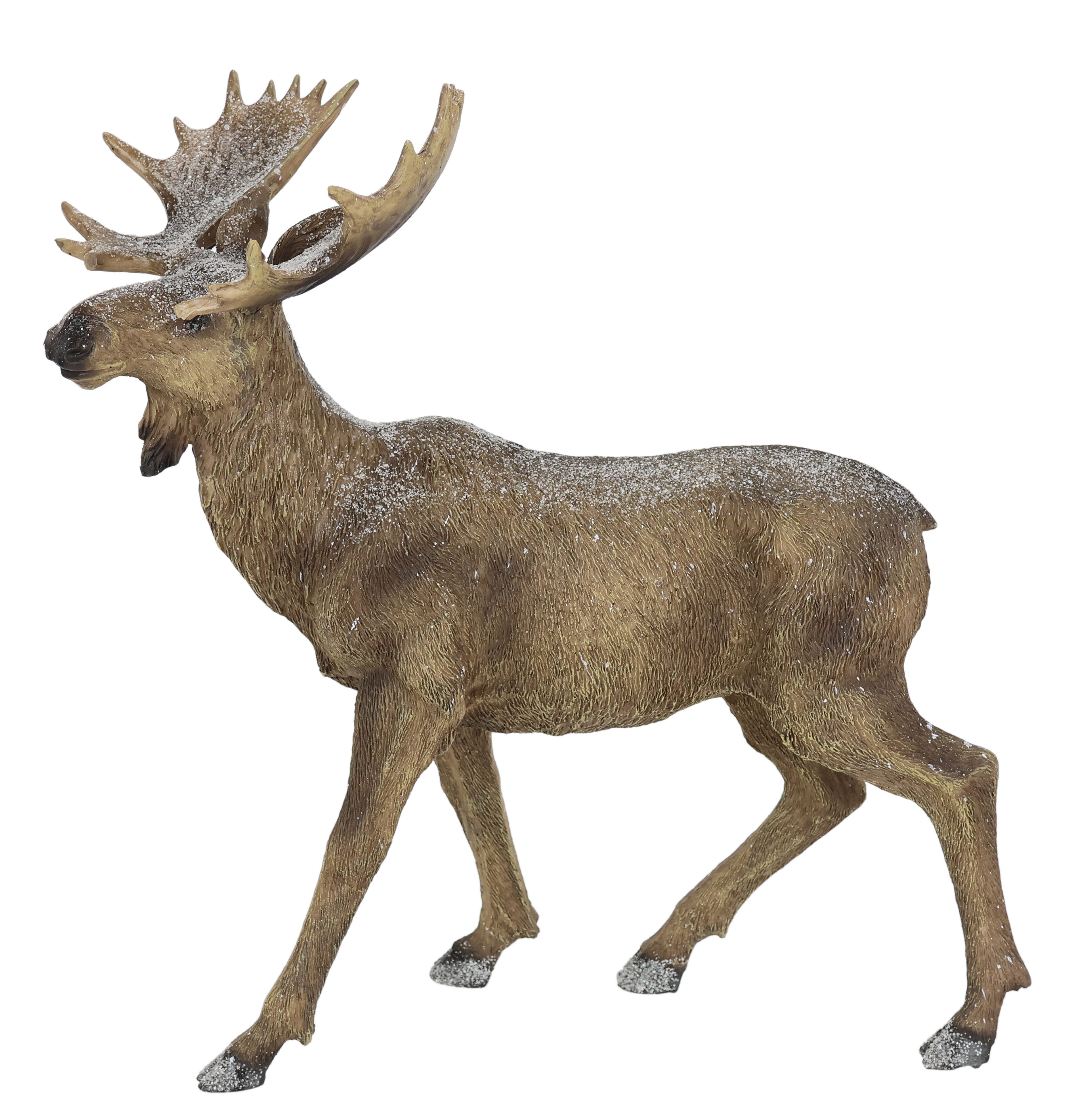 I.GE.A. Tierfigur Elch Figur beschneit (1 St), Rentier Dekofiguren Skulptur Weihnachtsfigur Weihnachtsdeko Waldtier