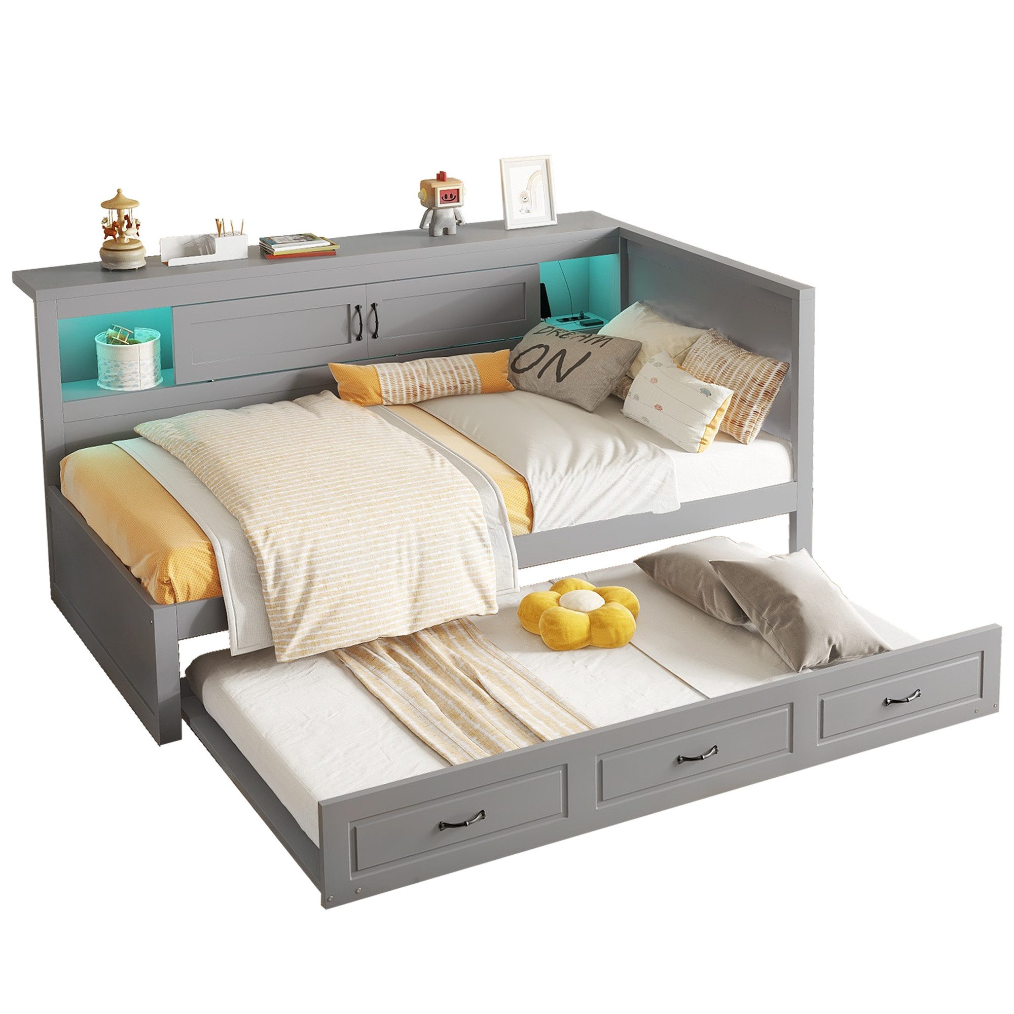 Odikalo Schlafsofa AusziehbaresBett Daybett Tagesbett Bettseitiges Staufach Ohne Matratze