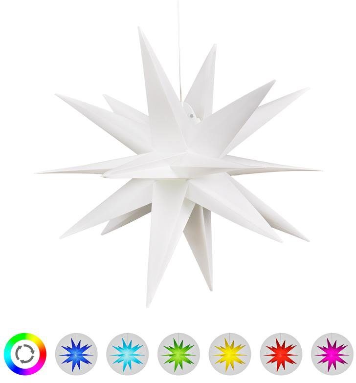 6-Stunden-Timer 57 LED integriert, Farbwechsler, Weihnachtsstern, Nordlicht, Weihnachtsdeko LED Ø 3D und aussen Stern mit cm, fest Farbwechsler, RGB, BONETTI