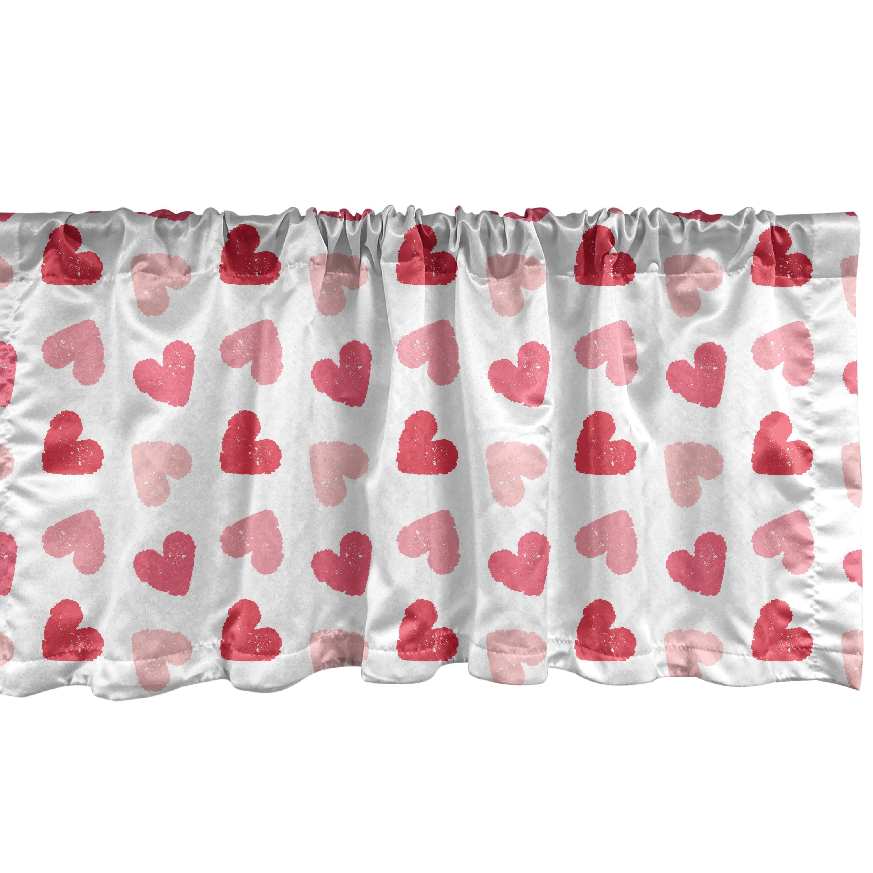 Scheibengardine Vorhang Volant für Küche Schlafzimmer Dekor mit Stangentasche, Abakuhaus, Microfaser, Herzen Valentines Romantik