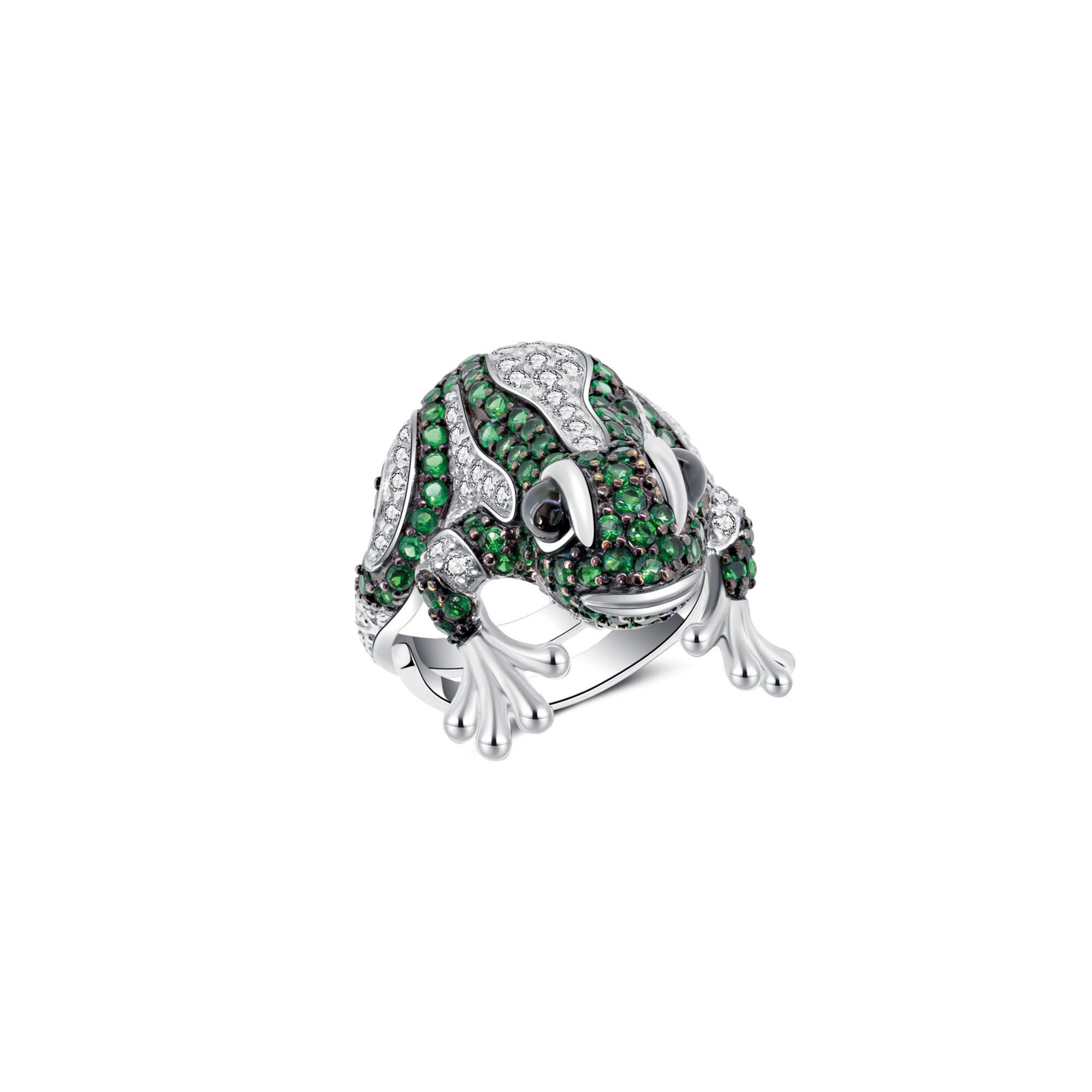 Seinerzeit FLORA & FAUNA Silberring Allan Frosch Ring (1-tlg), Material: 925 Sterling Silber, rhodiniert, geschwärzt