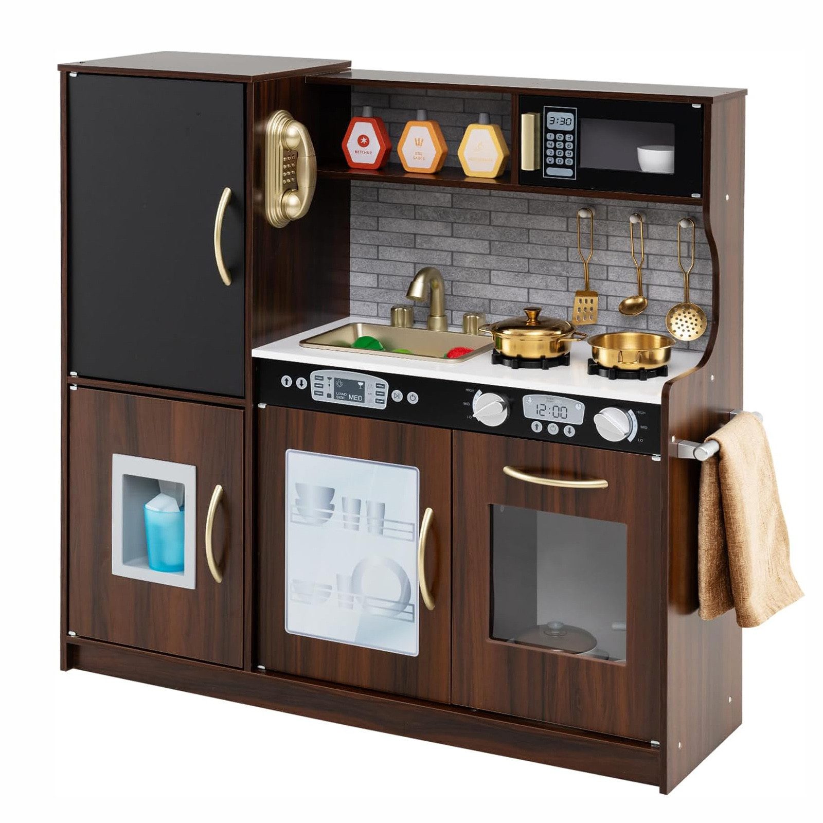 KOMFOTTEU Spielküche Kinderküche, mit Mikrowellen, Backofen, Wasserbecken, günstig online kaufen