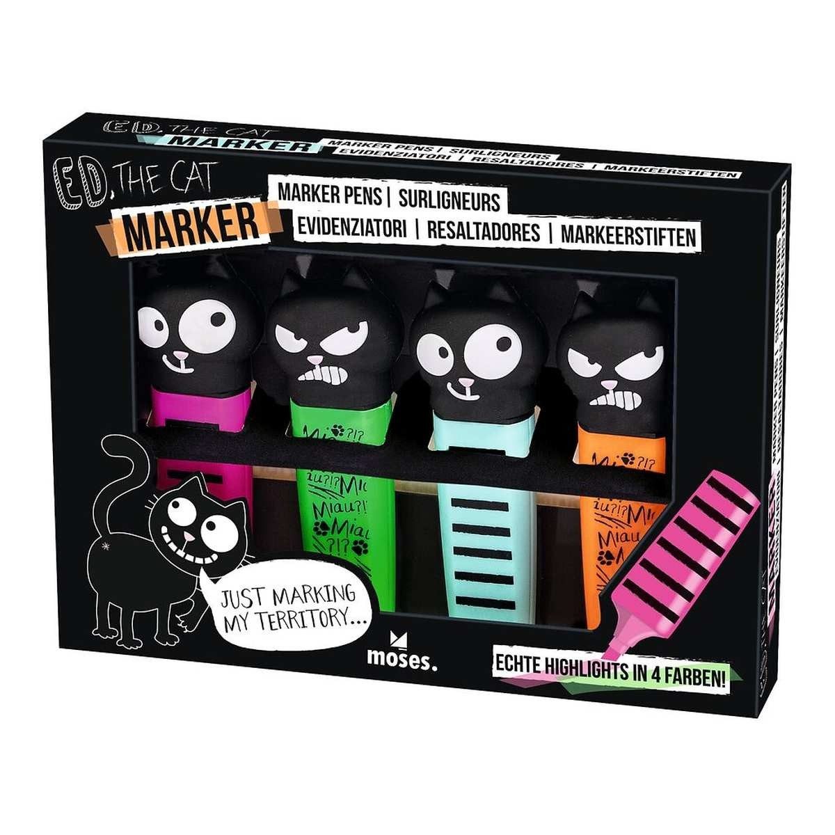 Moses. Verlag Marker Ed, the Cat Ed-Marker 4er-Set – leuchtende Textmarker
