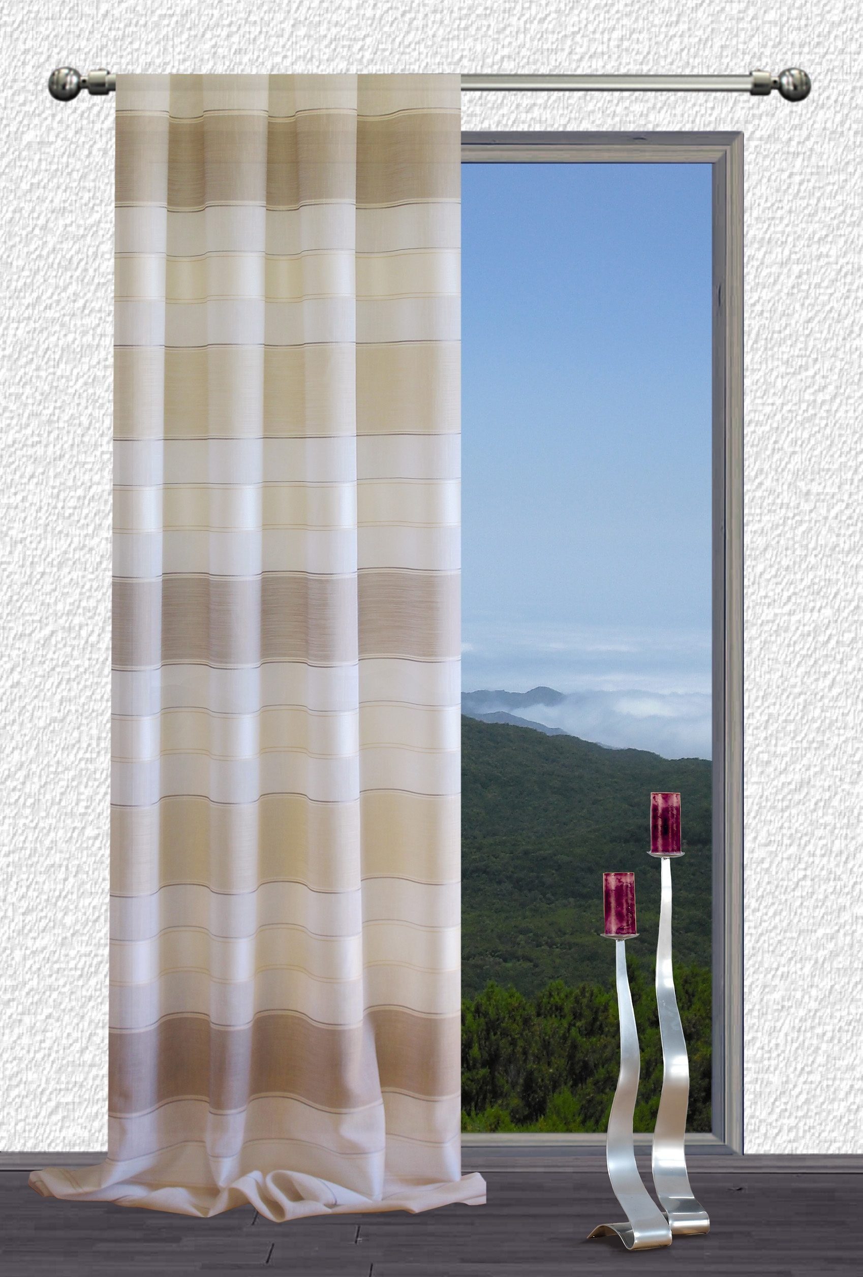 Vorhang Emily, VHG, Kräuselband (1 St), halbtransparent beige/grau
