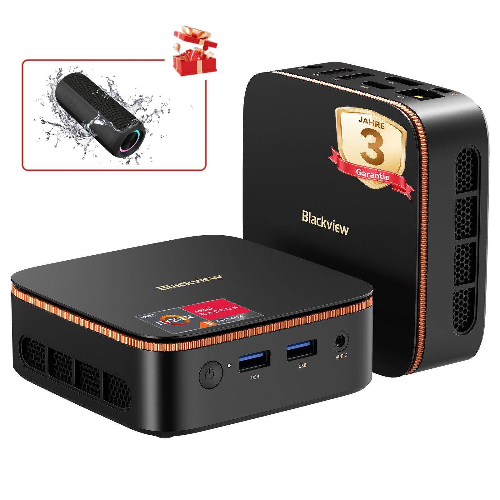 blackview MP20 AMD Ryzen 2026 desktop pc 16GB + 512GB Win 11 Pro Mini-PC (AMD AMD Ryzen 3, AMD Ryzen 3300U, 16 GB RAM, 512 GB SSD, 4C/4T, 4K UHD, HDMI Gigabit Ethernet, bis zu 3,5 GHz)
