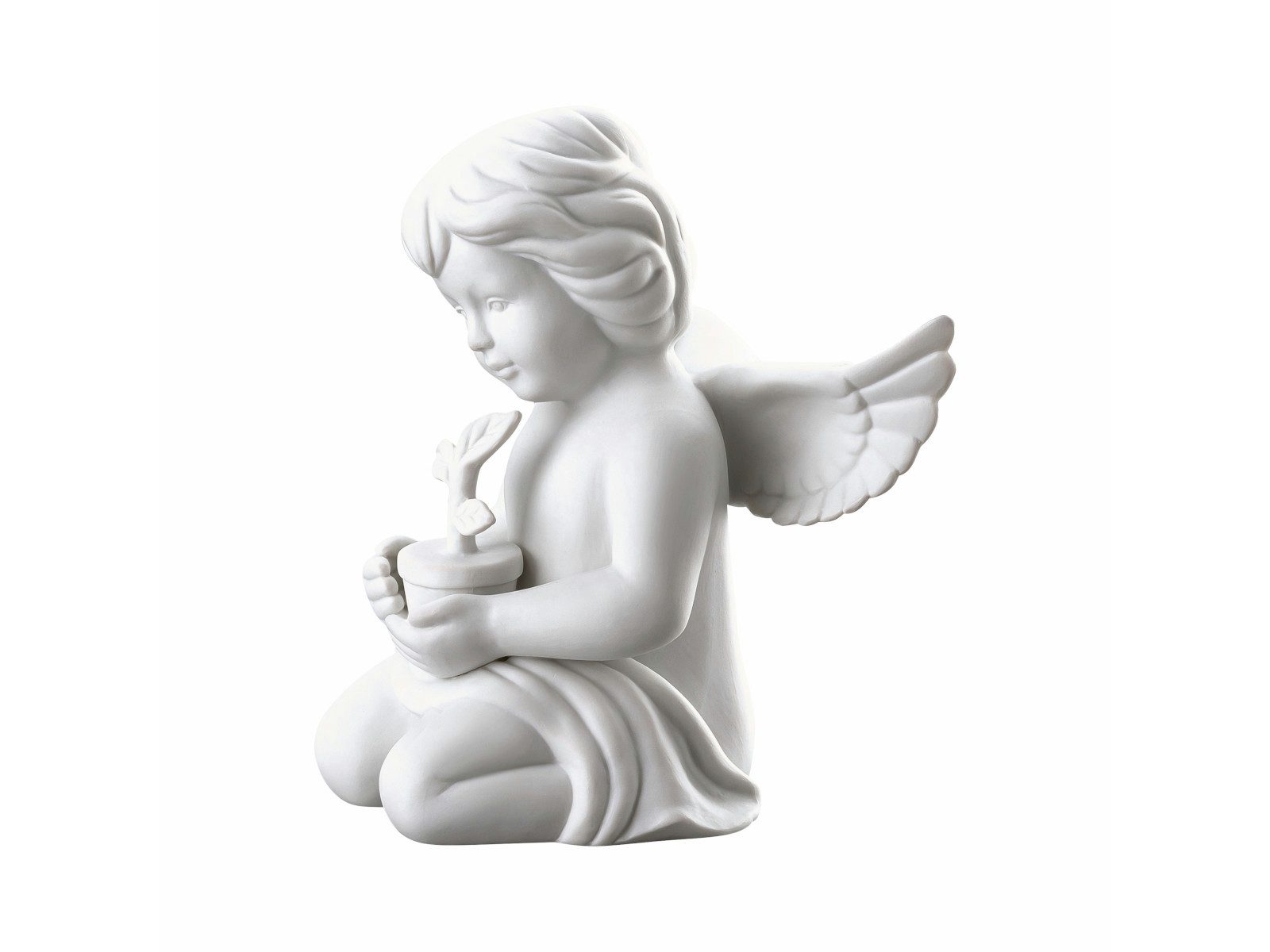 Rosenthal Dekofigur Engel gross weiss matt mit Blumentopf 14cm, Figuren