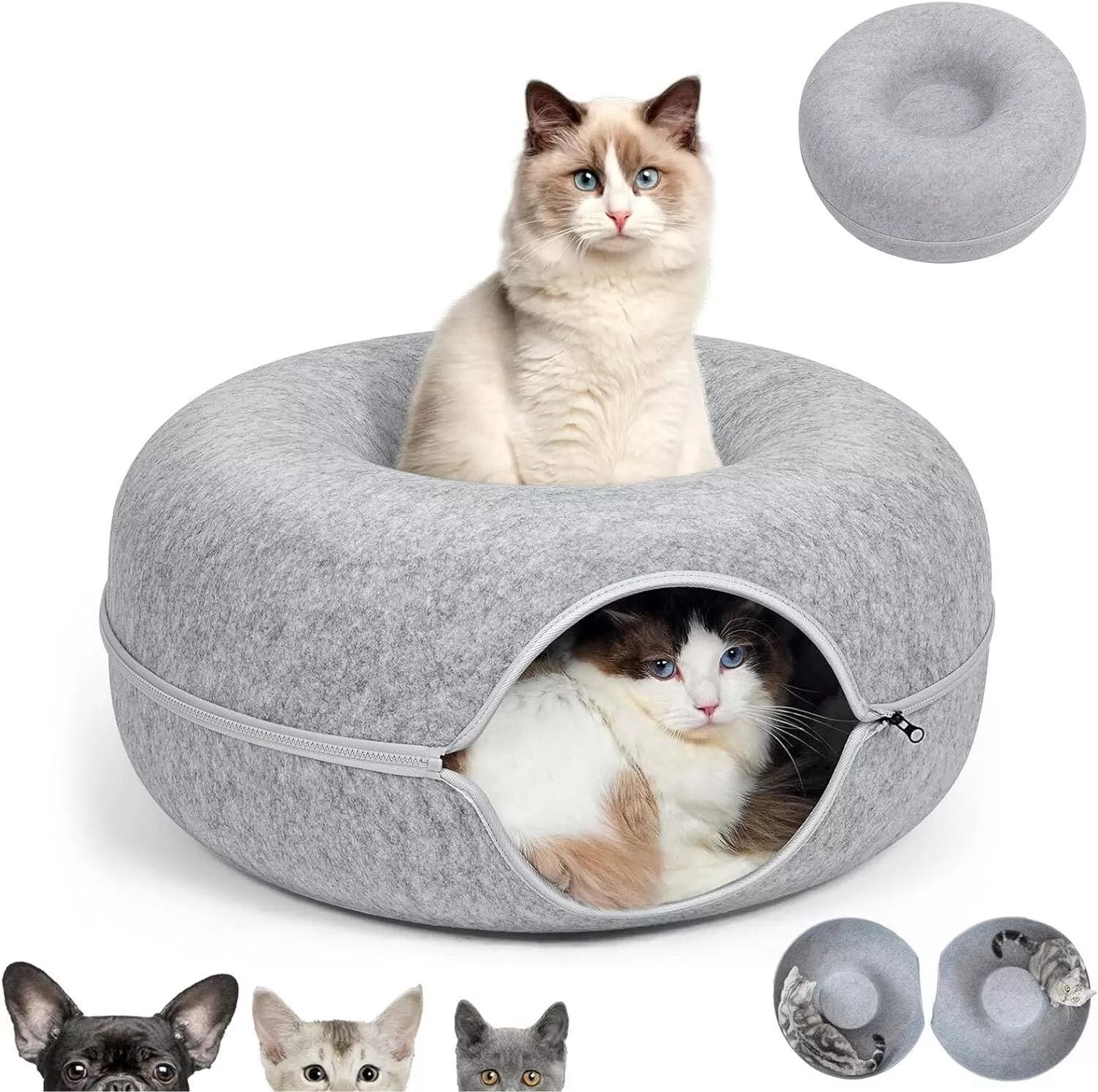 Tierbett Tierbett Katzenbett aus Filz, Katzenhöhle für Katzen, 50cm KIssen