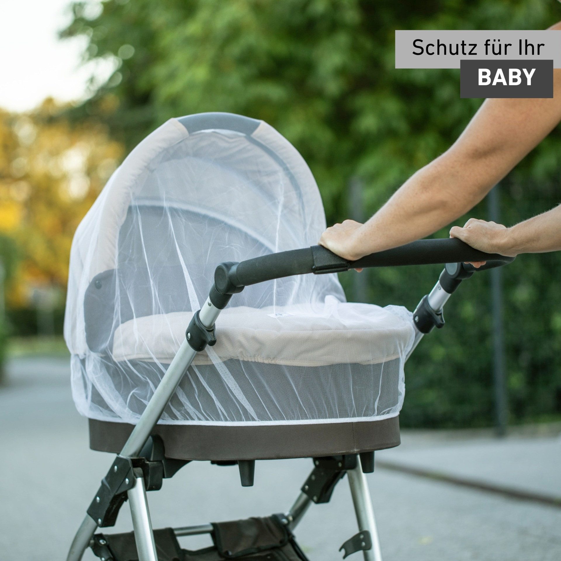 Windhager Kinderwagen-Insektenschutz für Buggy oder Babyschale, Fliegengitter Licht- und Luftdurchlässig (1 St), Mückennetz feinmaschig mit Gummizug, 130 x 70 x 33 cm, anthrazit