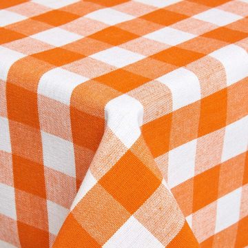 Homescapes Tischdecke Orange karierte Tischdecke aus 100% Baumwolle, 138 x 138 cm (1-tlg)