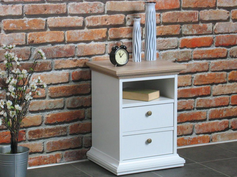 ebuy24 Nachttisch »Venedig Nachtschrank weiss und Eichendekor, Breite
