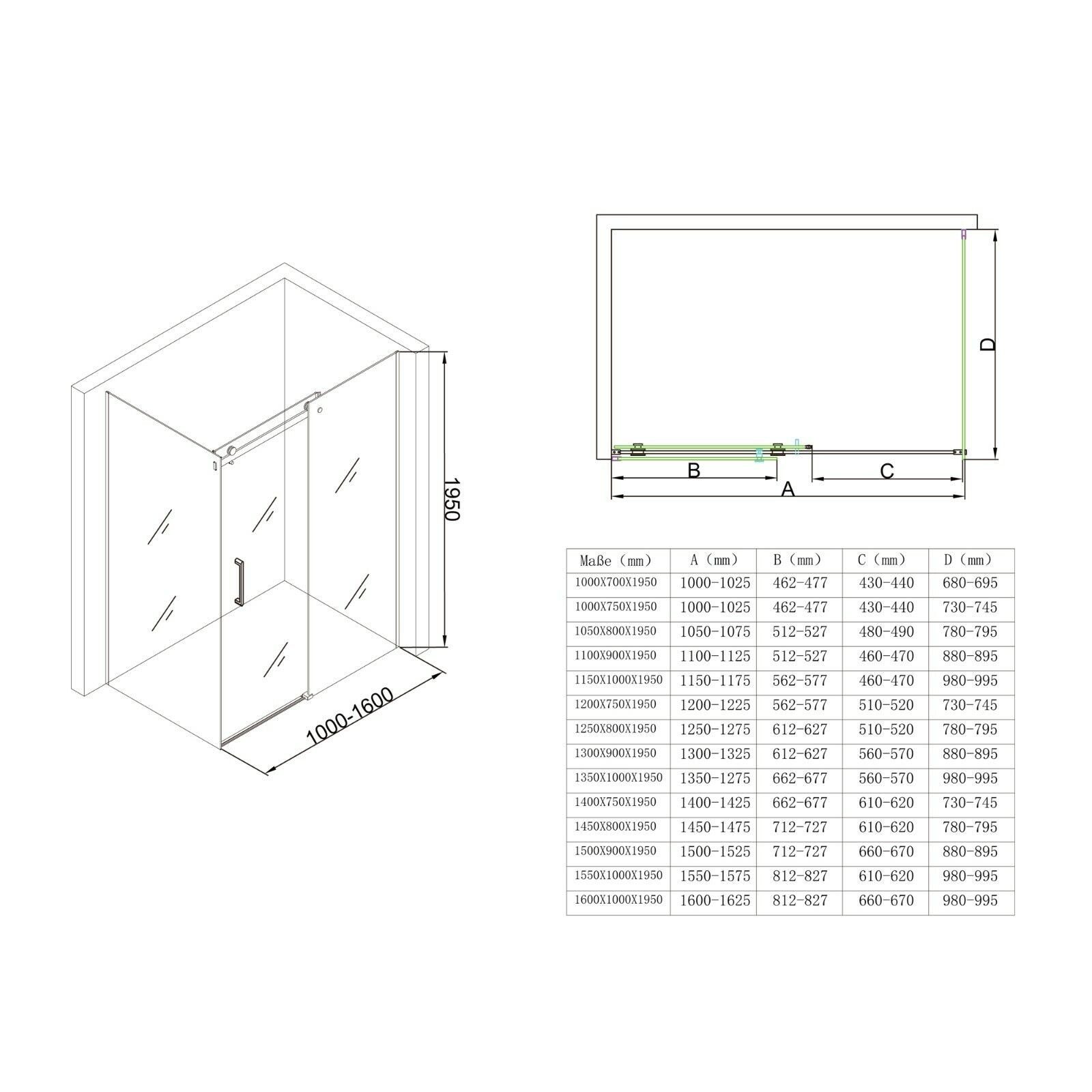 doporro Eckdusche Duschkabine Duschabtrennung Schiebetür ESG-Glas mit Nano H:195cm Rav17, BxT: 100x70 cm, Einscheibensicherheitsglas, ebenerdiger Einbau möglich