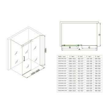 doporro Eckdusche Duschkabine Ravenna17 mit Schiebetür ESG-Sicherheitsglas Klarglas, BxT: 100x70 cm, Einscheibensicherheitsglas