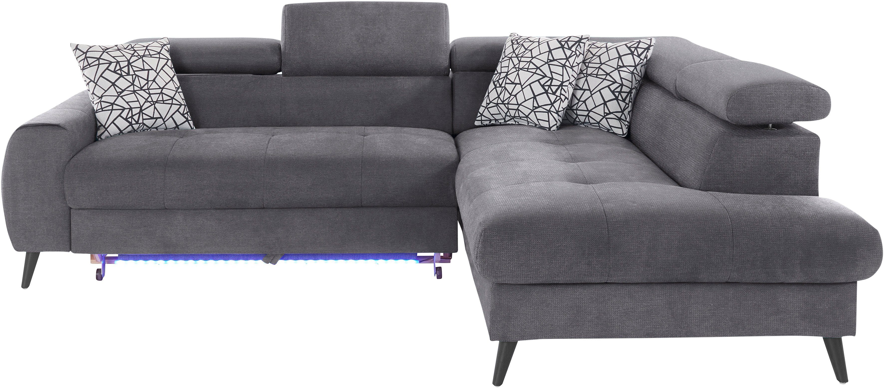 COTTA Ecksofa "Mia L-Form mit 3 Zierkissen", wahlweise mit Bettfunktion, Be günstig online kaufen