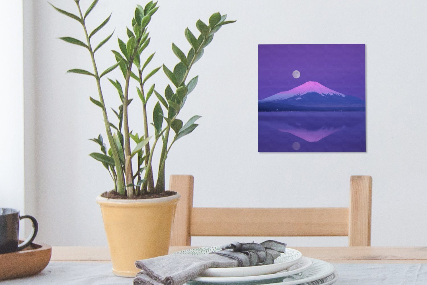 Leinwand Berg Leinwandbild St), (1 - Wohnzimmer Bilder OneMillionCanvasses® - Schlafzimmer Lila, für Mond