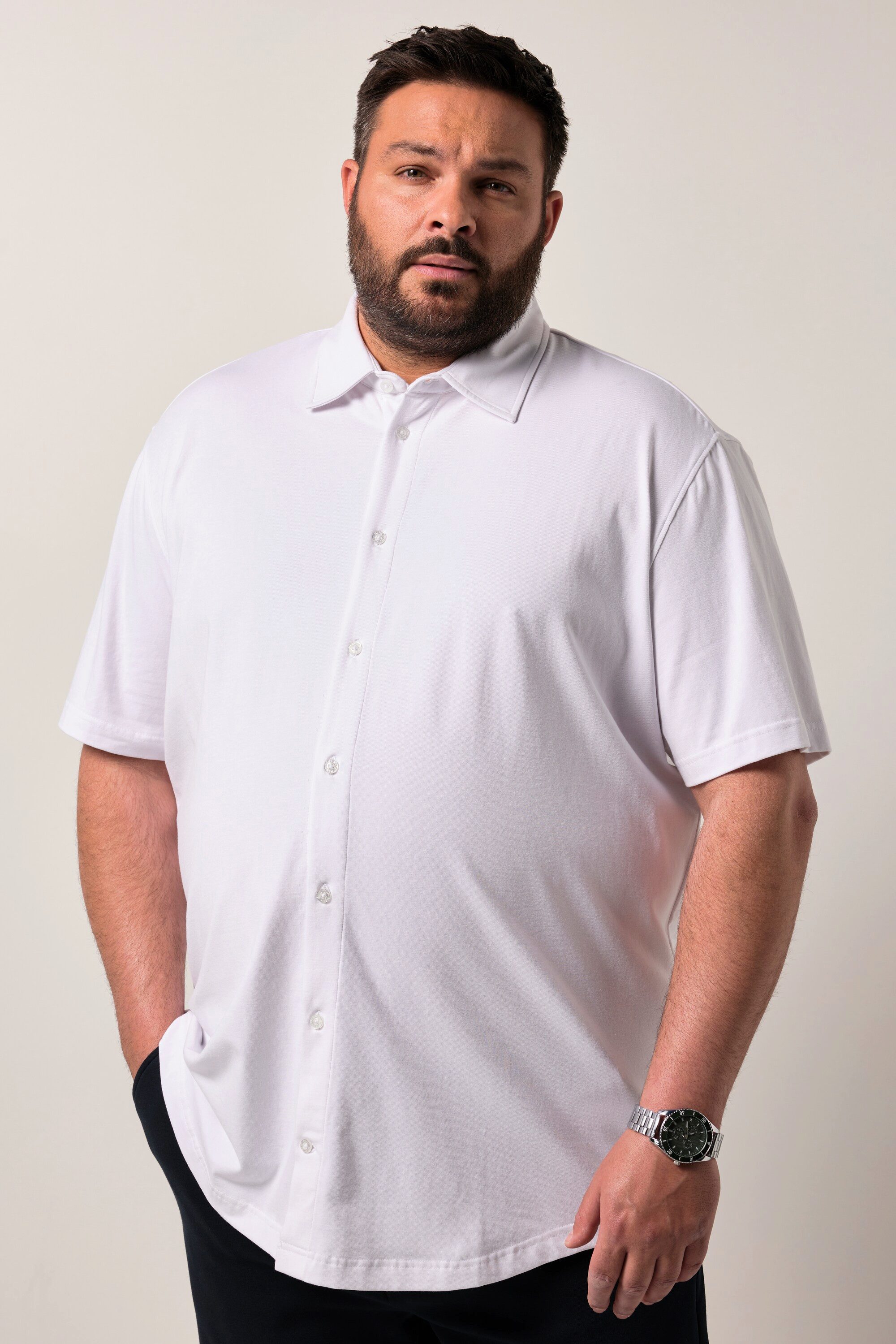 Kurzarmhemd Business-Jerseyhemd FLEXLASTIC® Halbarm Kentkragen