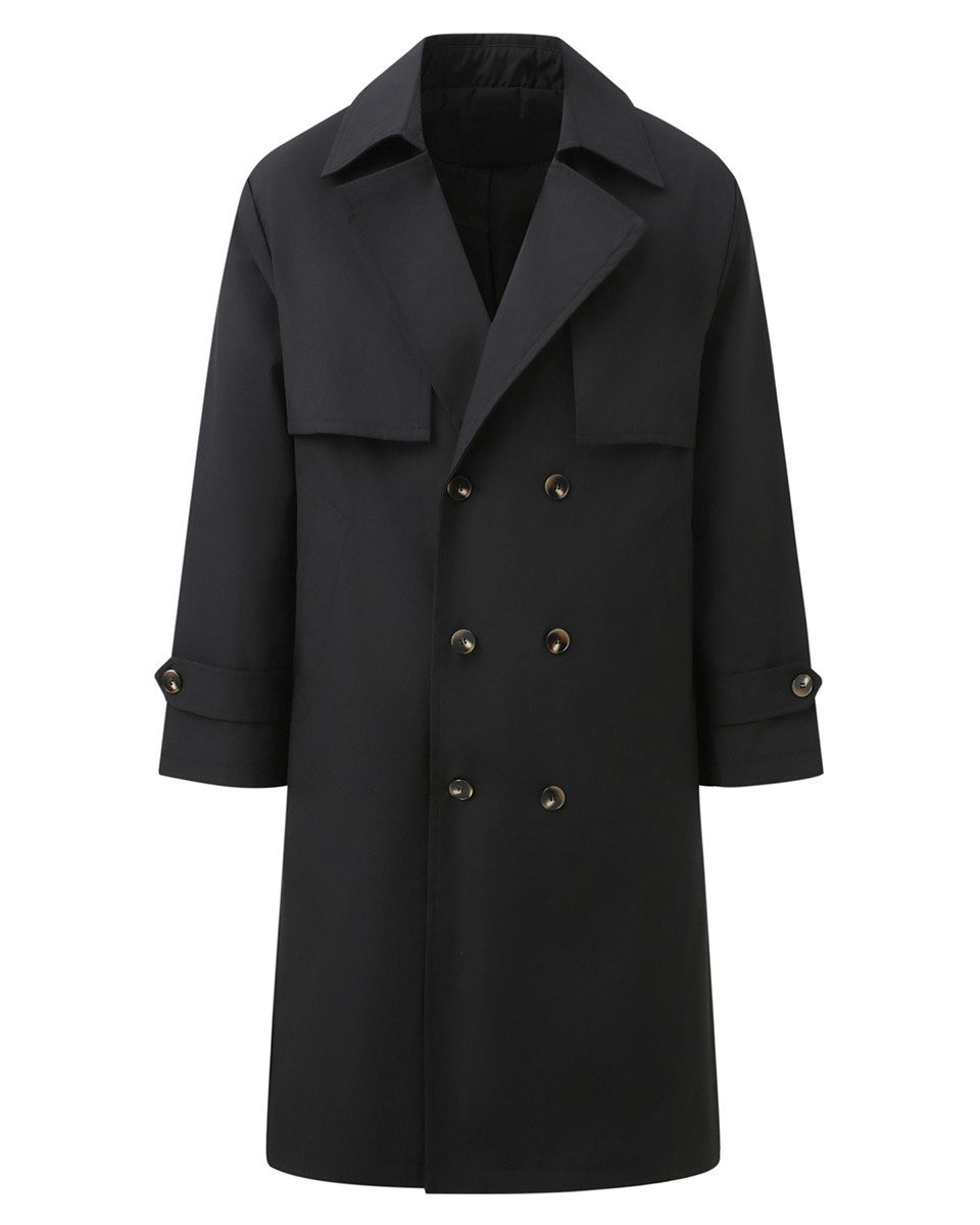 Allthemen Trenchcoat mit Gürtel Herren Langmantel zweireihig Mantel klassische Herbstjacke