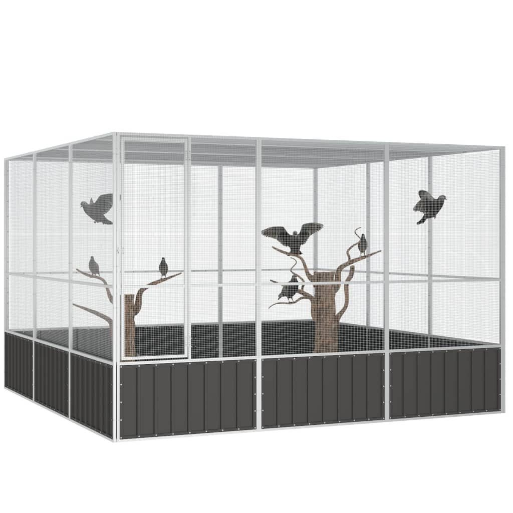 vidaXL Vogelkäfig, Vogelkäfig Anthrazit 302,5x324,5x211,5 cm Verzinkter Stahl