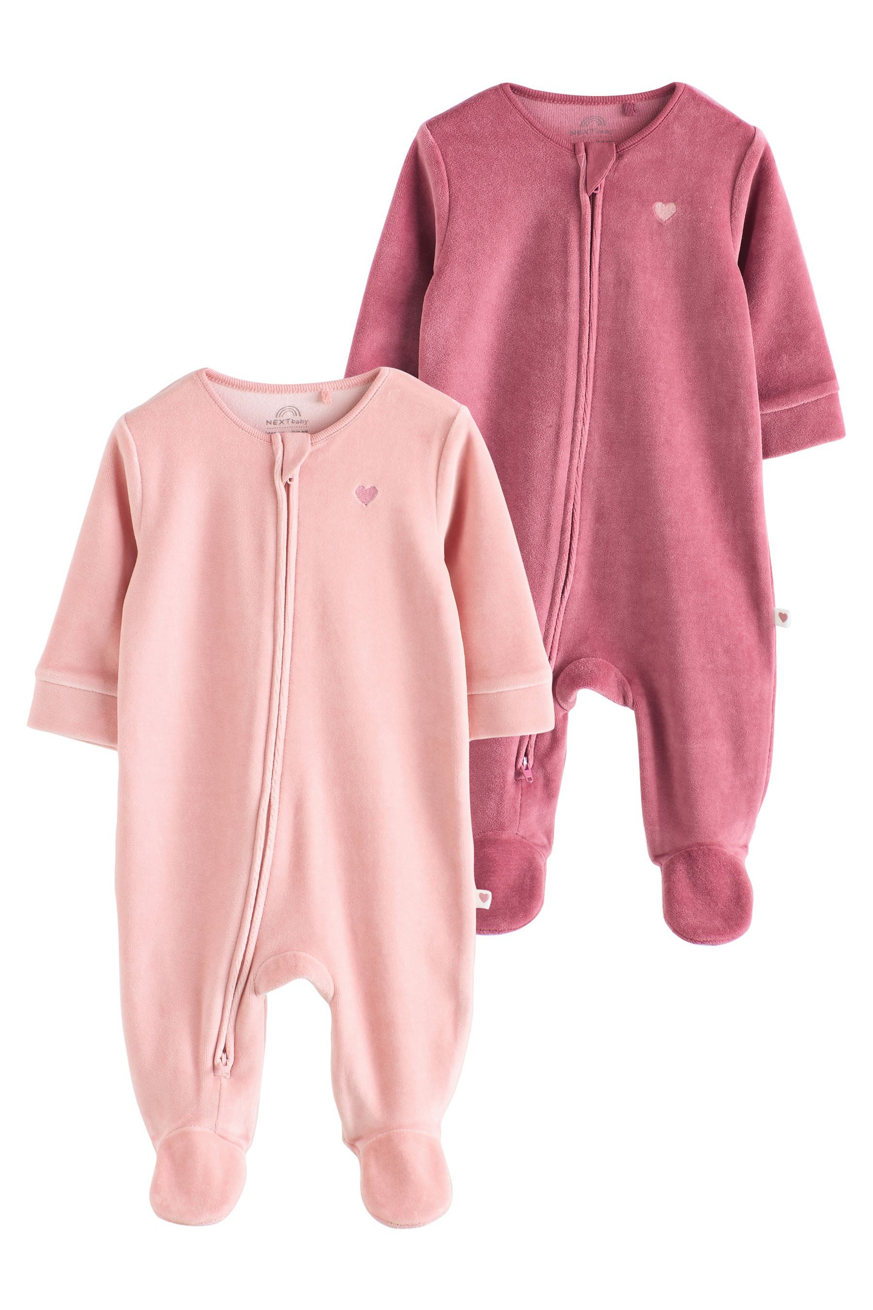Schlafoverall Baby Veloursschlafanzüge, 2er-Pack