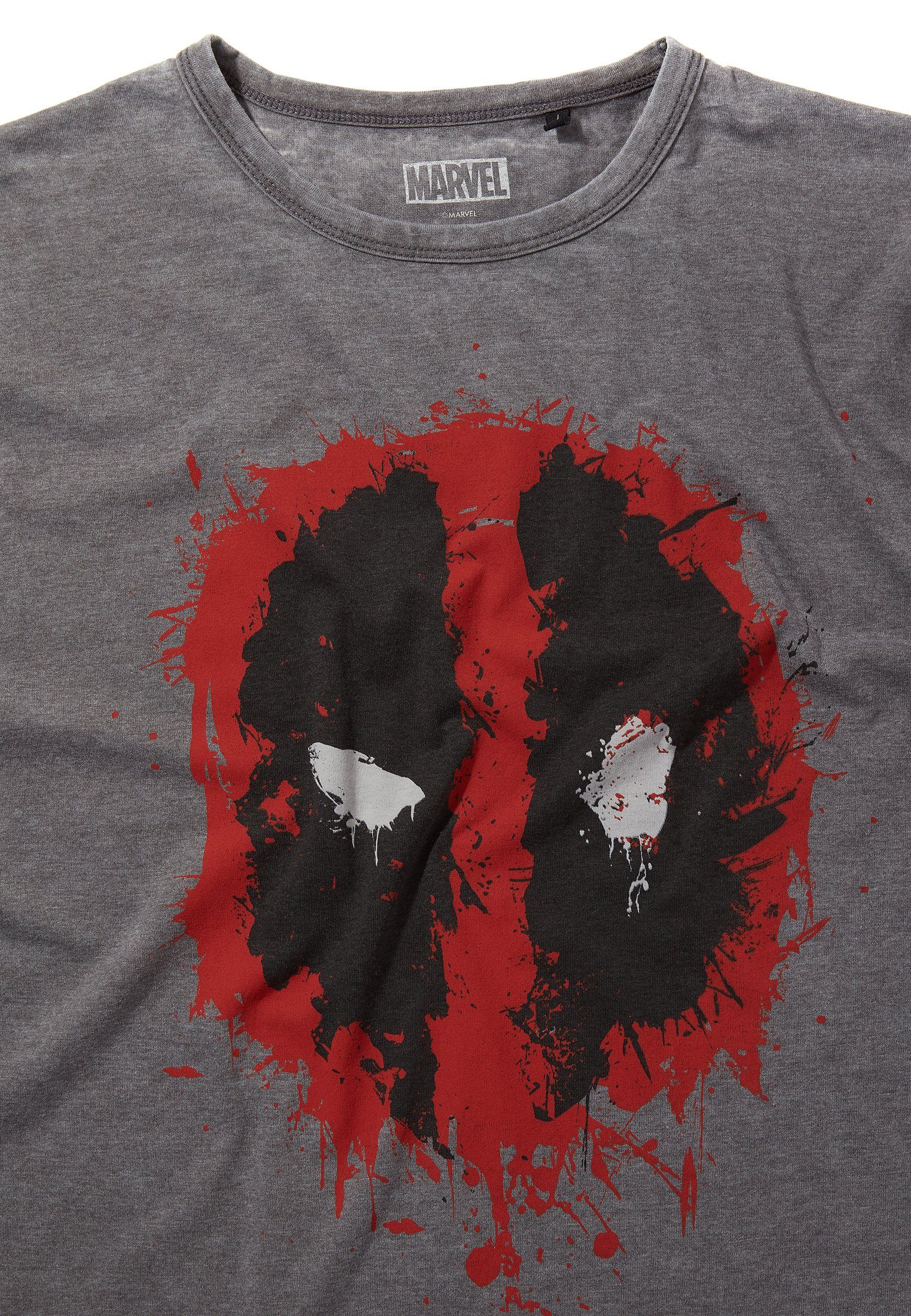 GOTS Charcoal Recovered Bio-Baumwolle Deadpool T-Shirt zertifizierte Paint Icon Logo Marvel