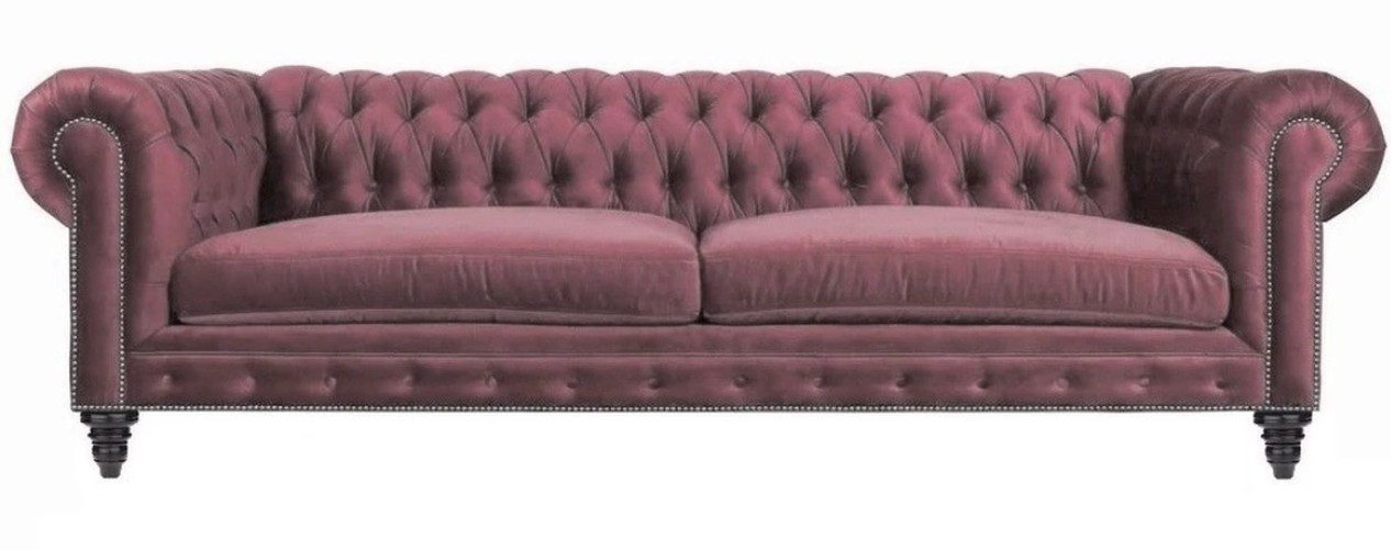 JVmoebel Chesterfield-Sofa Rosa Sofa aus Kunstleder mit Chesterfield-Knöpfen und Nieten, Packung, Made in Europa