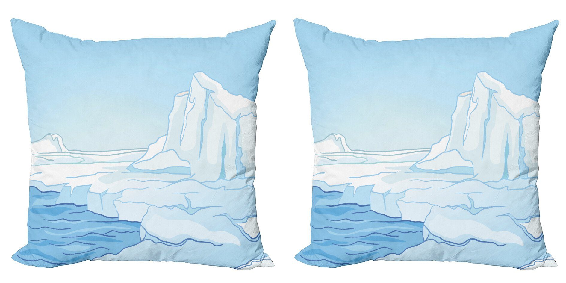 Modern (2 Cartoon-Stil Ice Accent Winter-Thema Kissenbezüge Doppelseitiger Abakuhaus Digitaldruck, Stück), Berg