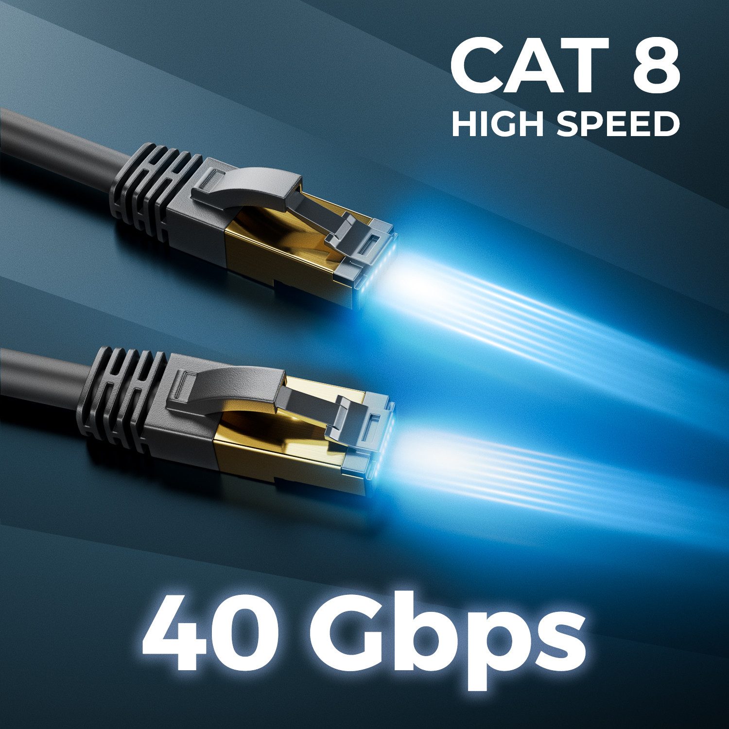 deleyCON deleyCON 20m CAT8 Netzwerkkabel (40 Gbit/s, S/FTP, Kupfer, RJ45, POE, LAN-Kabel