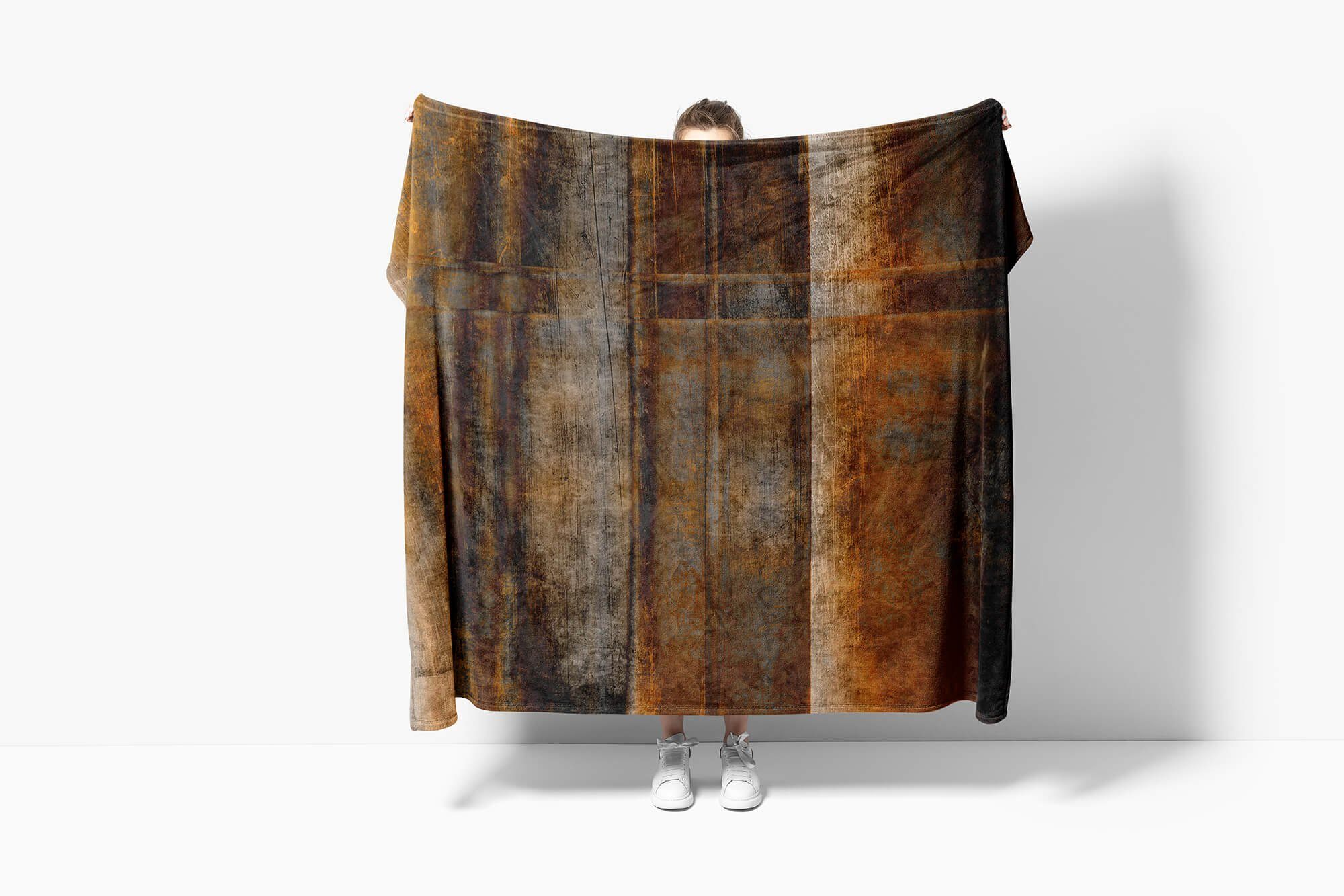Metall (1-St), Handtuch Handtuch Struktur Baumwolle-Polyester-Mix Fotomotiv Handtücher Kuscheldecke Sinus Strandhandtuch Saunatuch Rost, Art mit